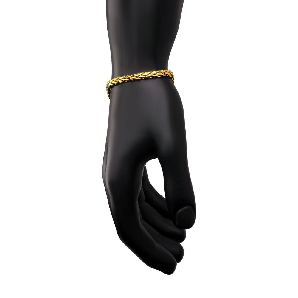 INOX JEWELRY Bracelets 5mm 18Kt High Polished Finish Gold IP Stainless Steel Spiga Chain Bracelet