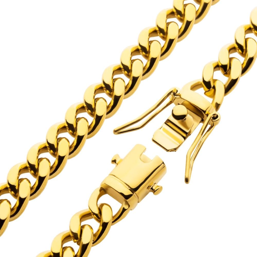 INOX JEWELRY Bracelets 6mm 18Kt Gold IP Miami Cuban Chain Bracelet