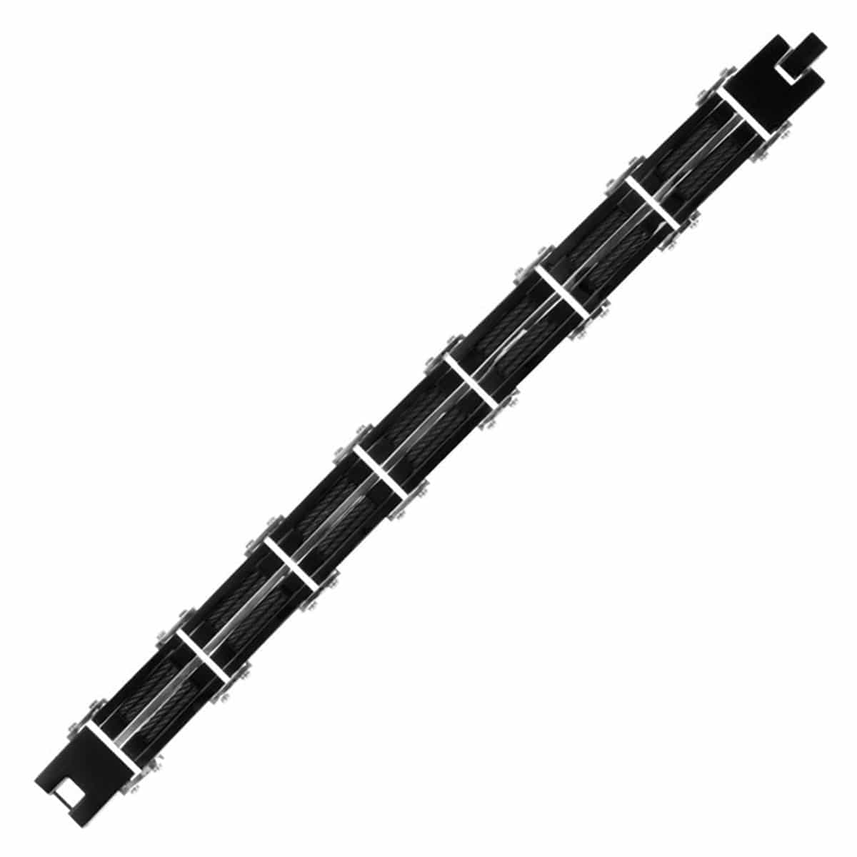 INOX JEWELRY Bracelets Black and Silver Tone Stainless Steel Urbanight Industrial Bracelet BR4229