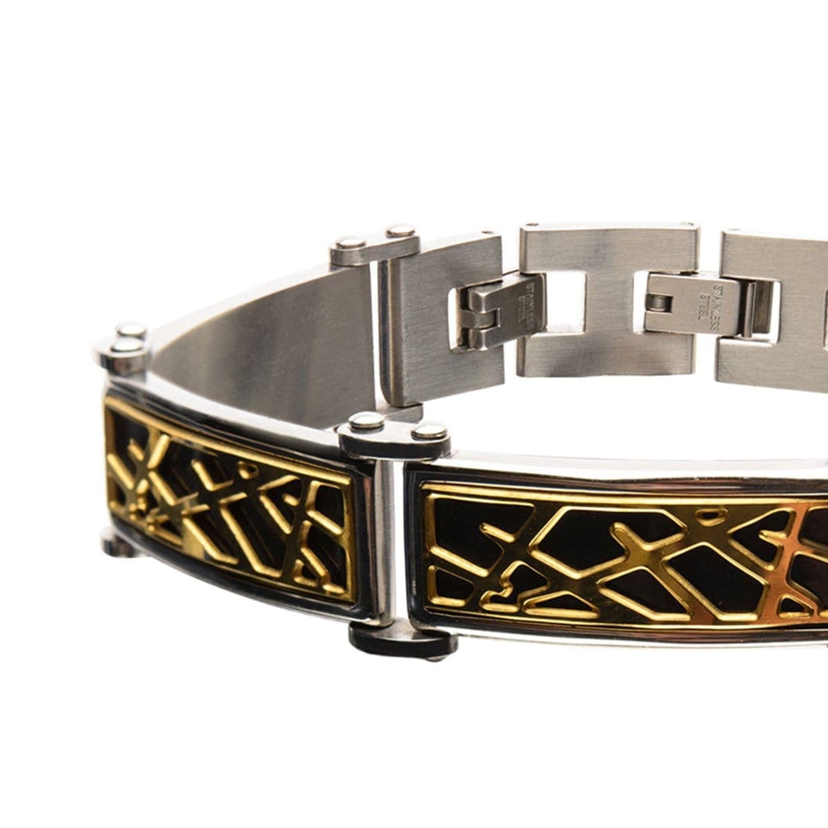 INOX JEWELRY Bracelets Black, Silver Tone and Golden Tone Stainless Steel Crown of Thorns Collection Bracelet BR14132S