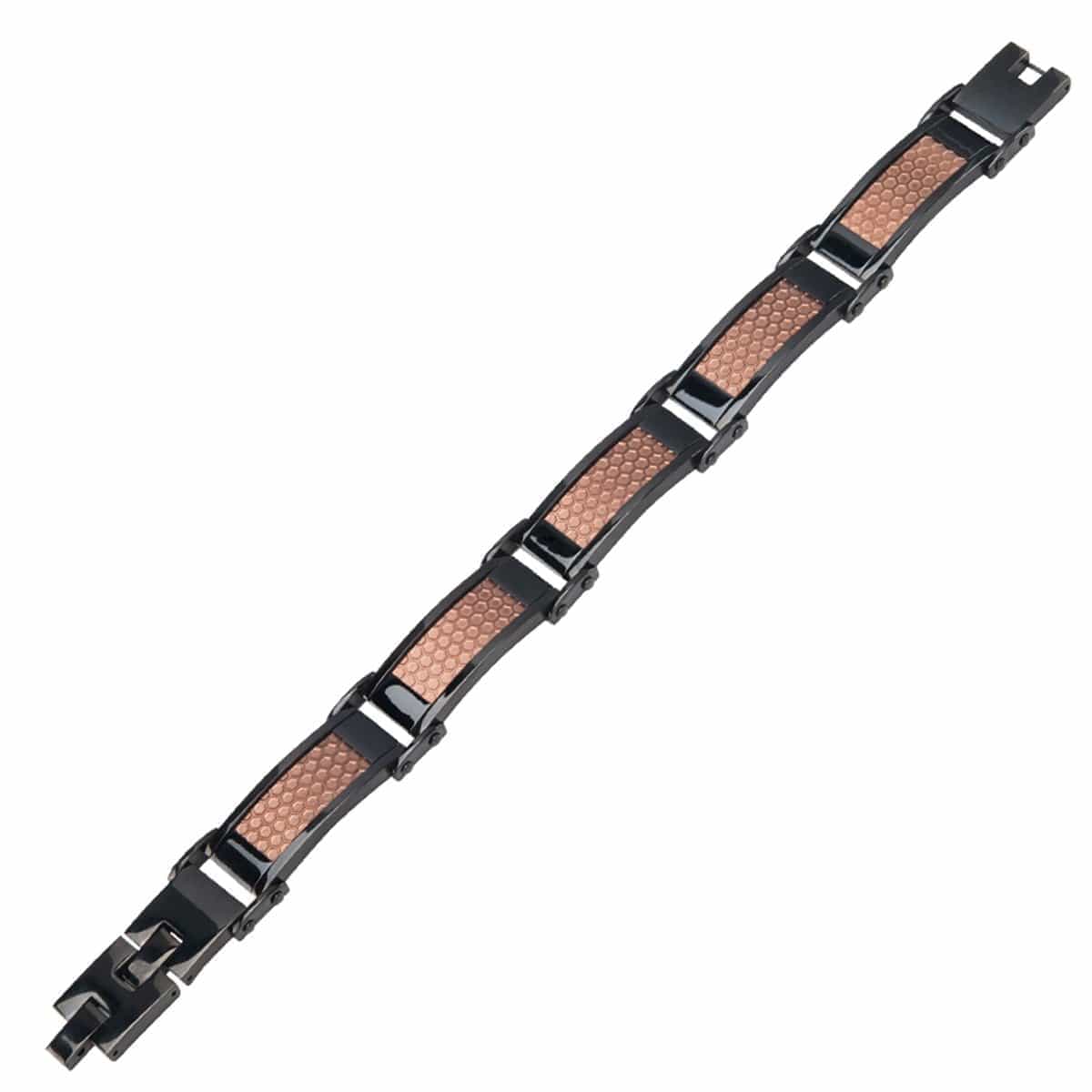 INOX JEWELRY Bracelets Brown and Black Stainless Steel Honeycomb Bracelet BR11266