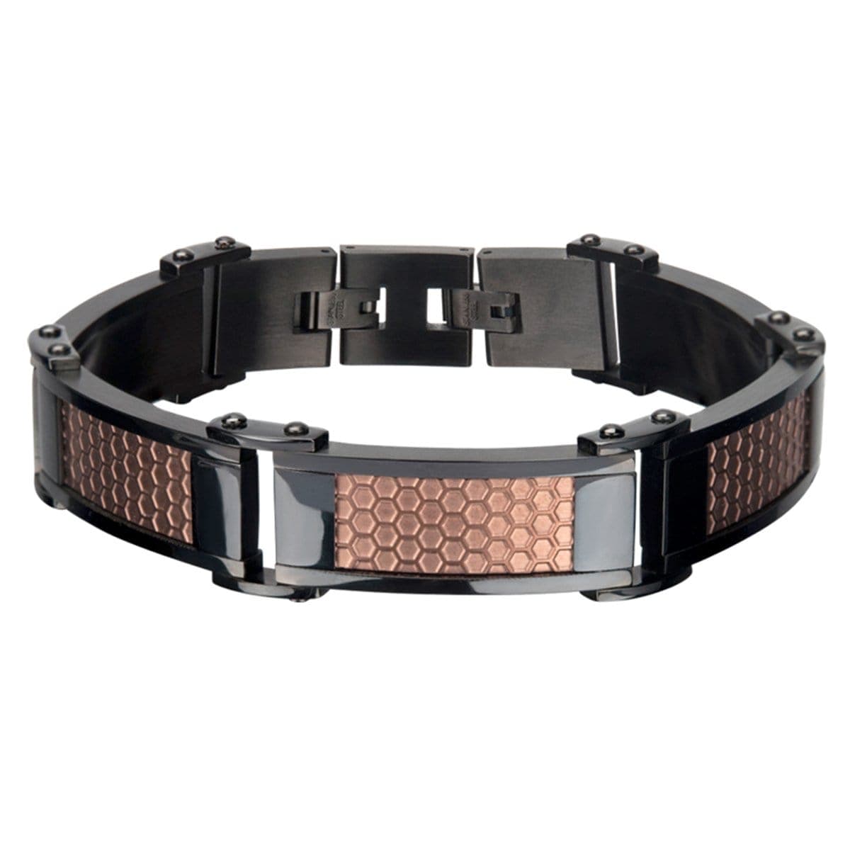 INOX JEWELRY Bracelets Brown and Black Stainless Steel Honeycomb Bracelet BR11266