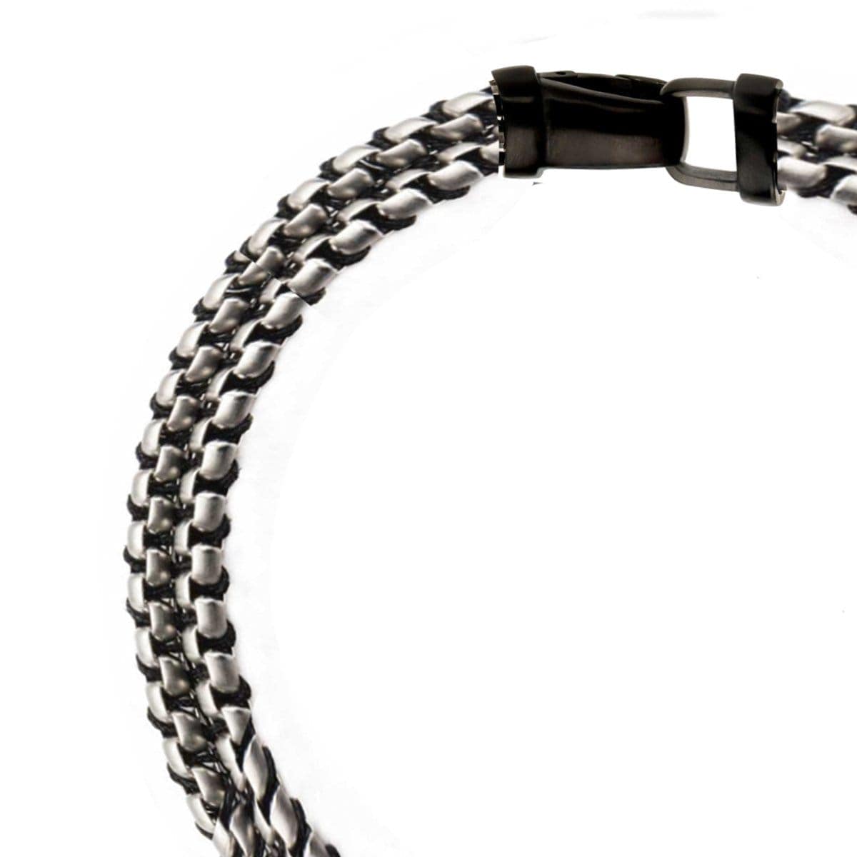 INOX JEWELRY Bracelets Gunmetal Silver Tone Stainless Steel Interlinked Box Chain Bracelet BR1471703S