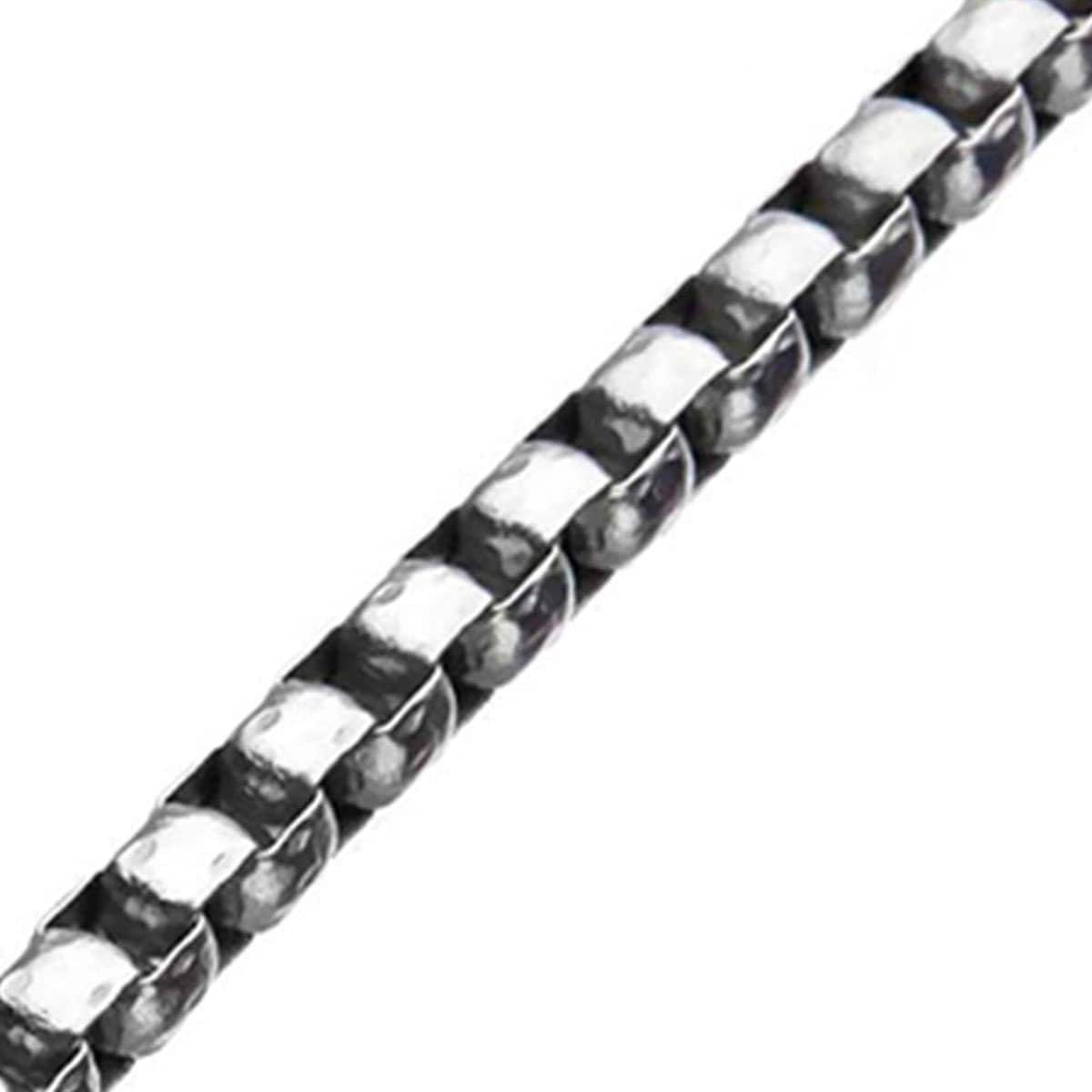 INOX JEWELRY Bracelets Silver Tone Stainless Steel 6.5mm Hammered Bold Box Chain Bracelet BR27849