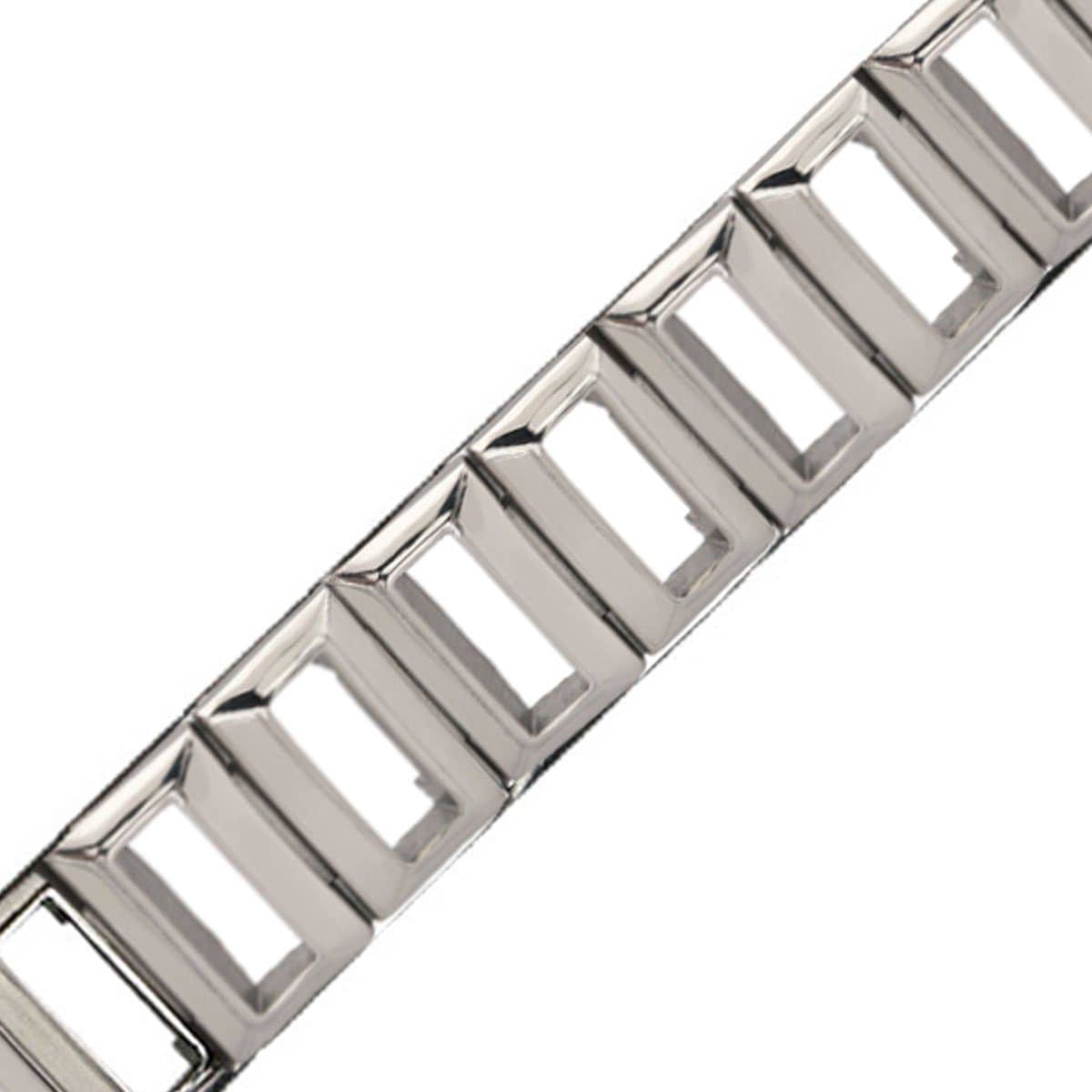 INOX JEWELRY Bracelets Silver Tone Stainless Steel Elongated Rectangle Cut-Out Link Bracelet BR9239