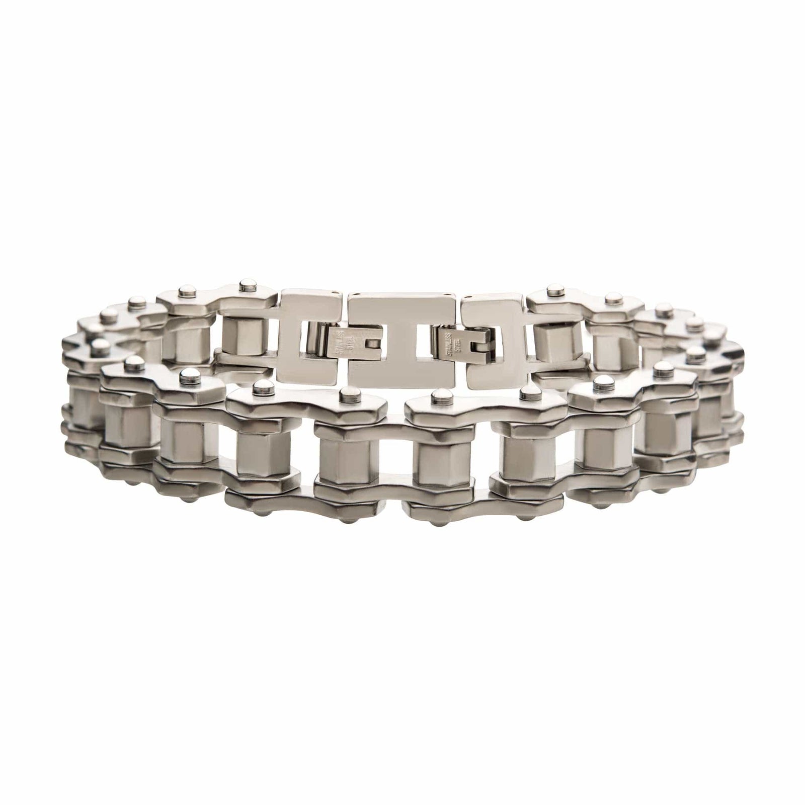 INOX JEWELRY Bracelets Silver Tone Stainless Steel Motorcycle Chain Bracelet BR36915-85
