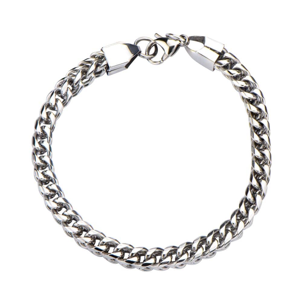 INOX JEWELRY Bracelets Stainless Steel Rounded Franco Chain Bracelet BR11416