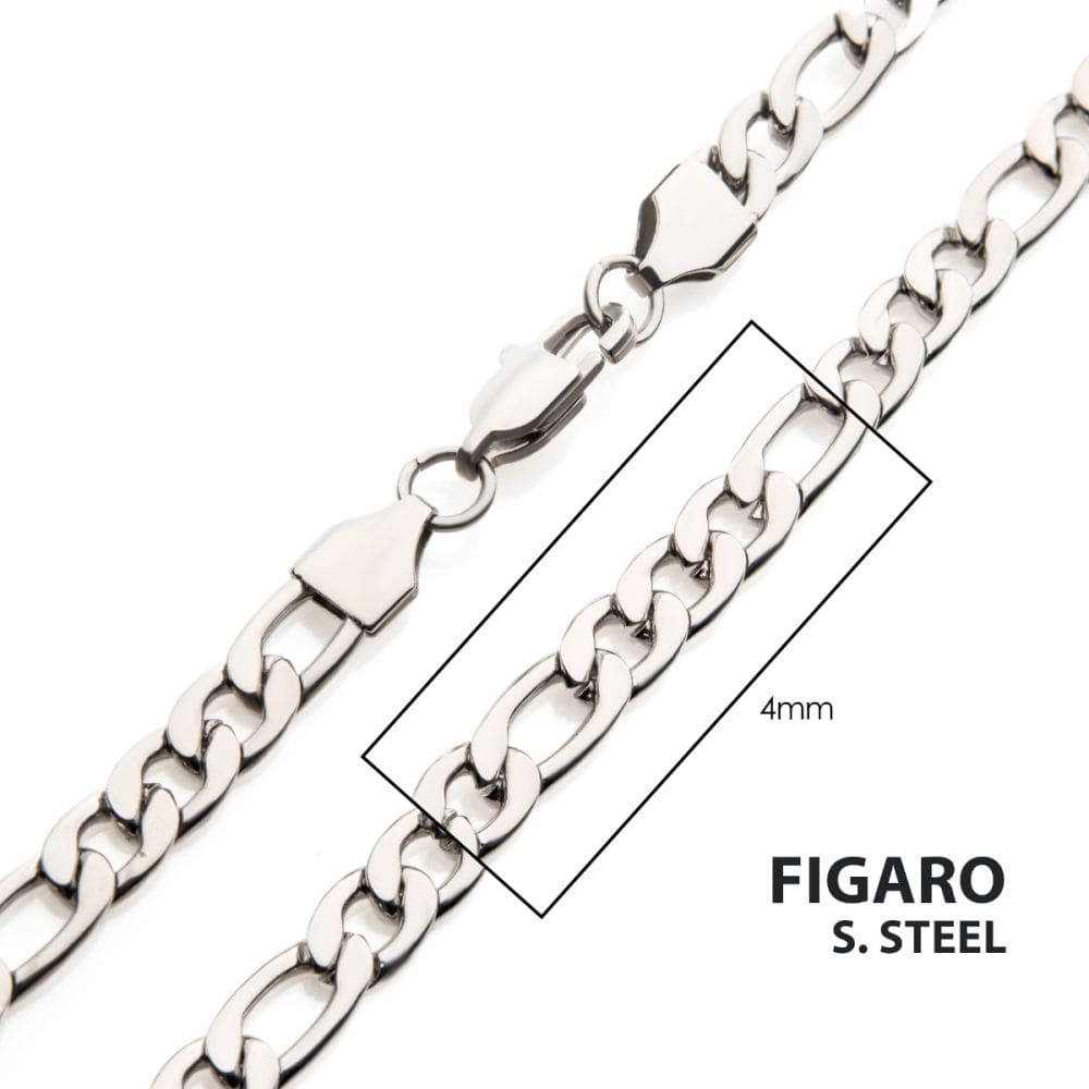 INOX JEWELRY Chains 4mm Steel Figaro Chain Necklace