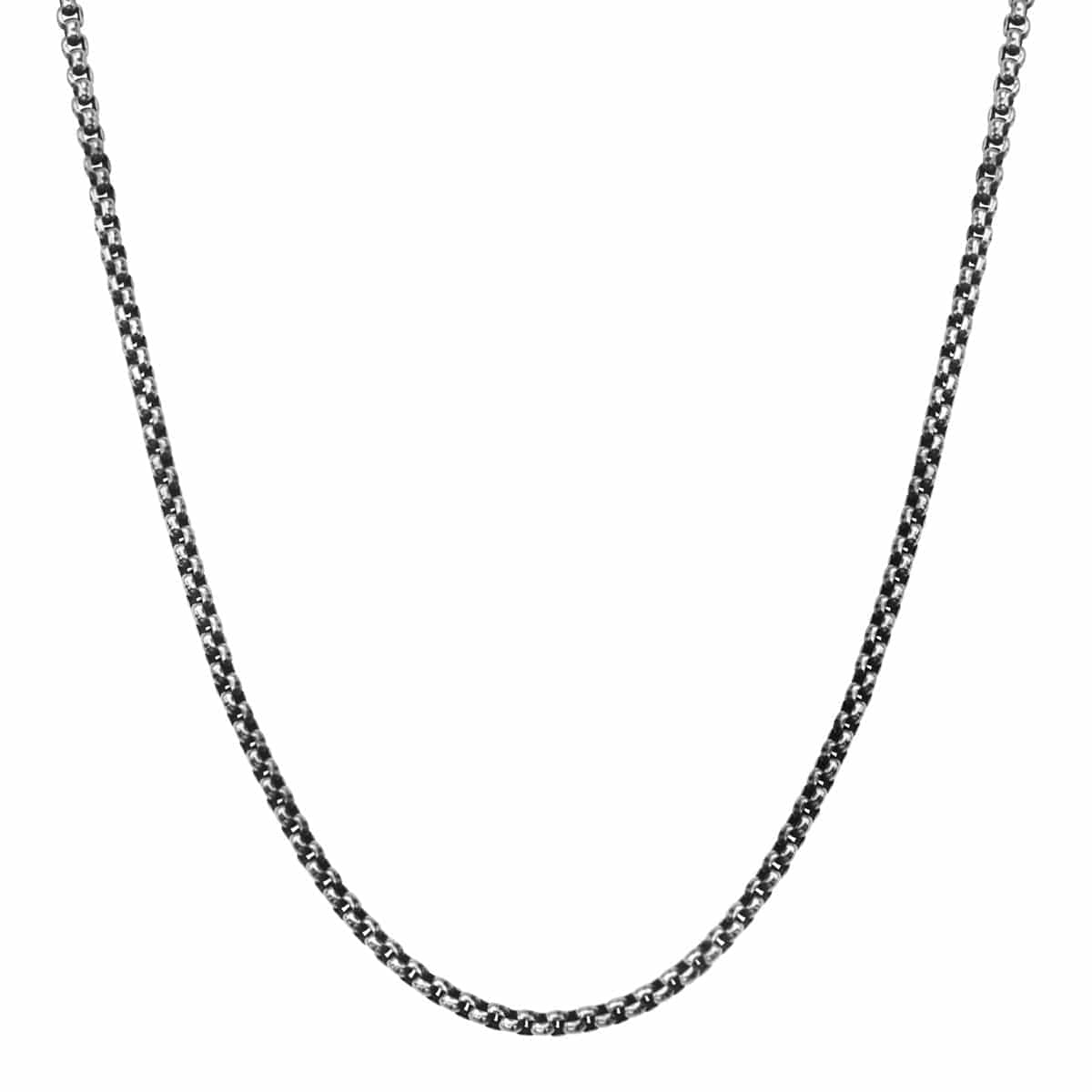 INOX JEWELRY Chains Antiqued Silver Tone Stainless Steel 3mm Bold Box Chain