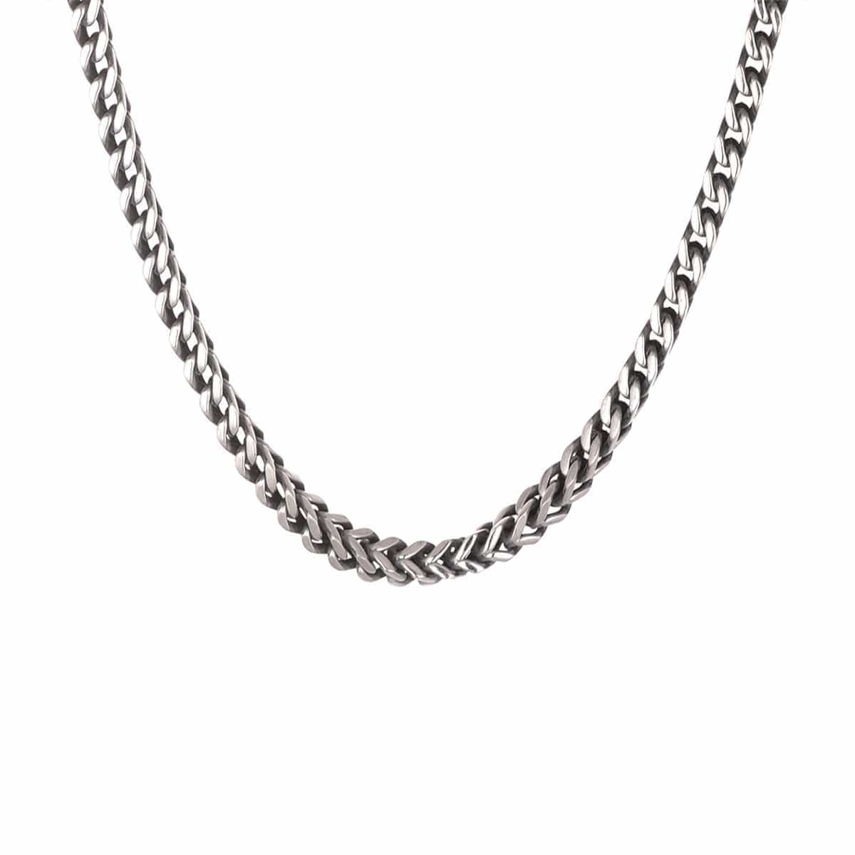 INOX JEWELRY Chains Antiqued Silver Tone Stainless Steel 5mm Franco Link Chain NSTC9236-20