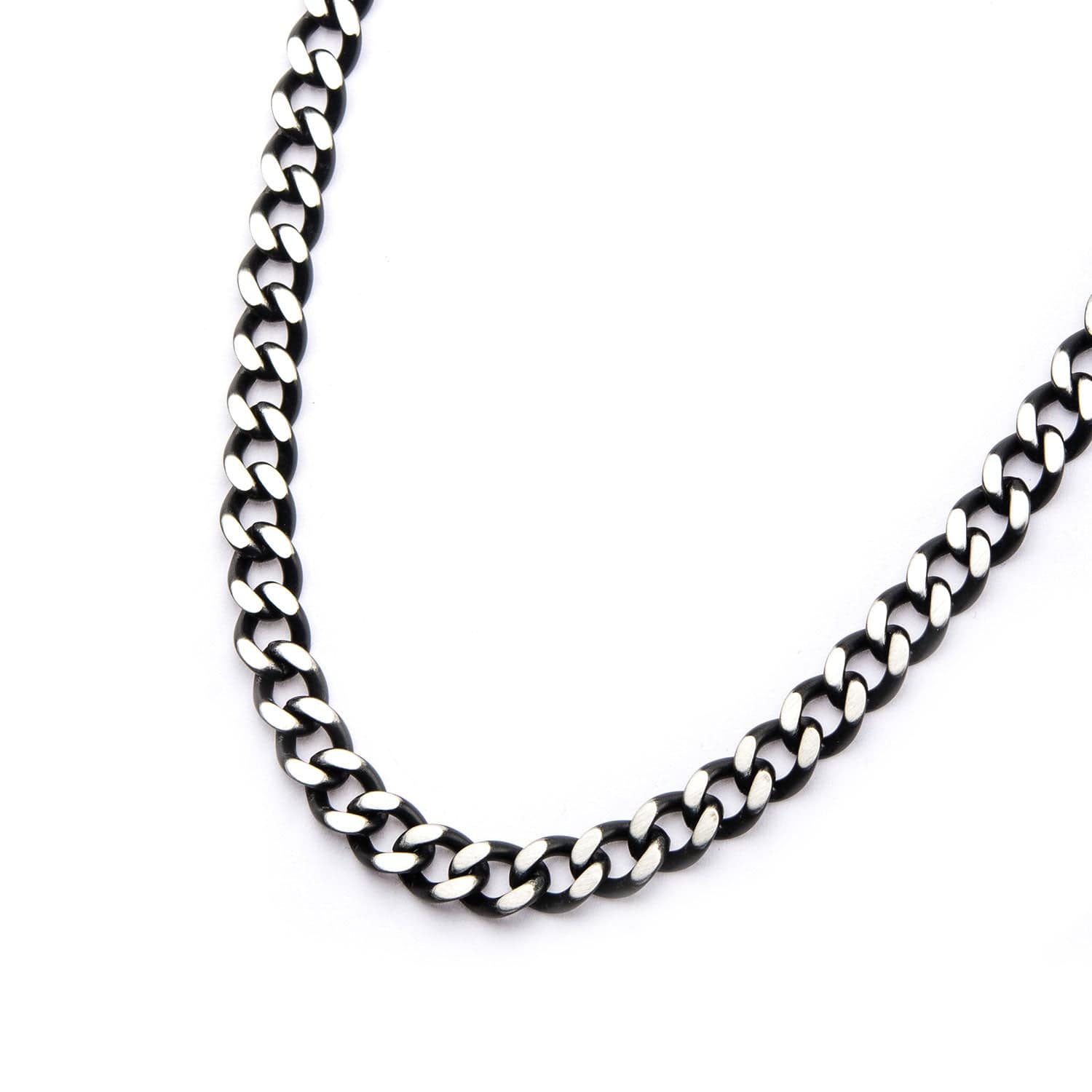INOX JEWELRY Chains Black and Silver Tone Stainless Steel Denim Fade Collection Diamond Cut Chain NSTC7620P-22
