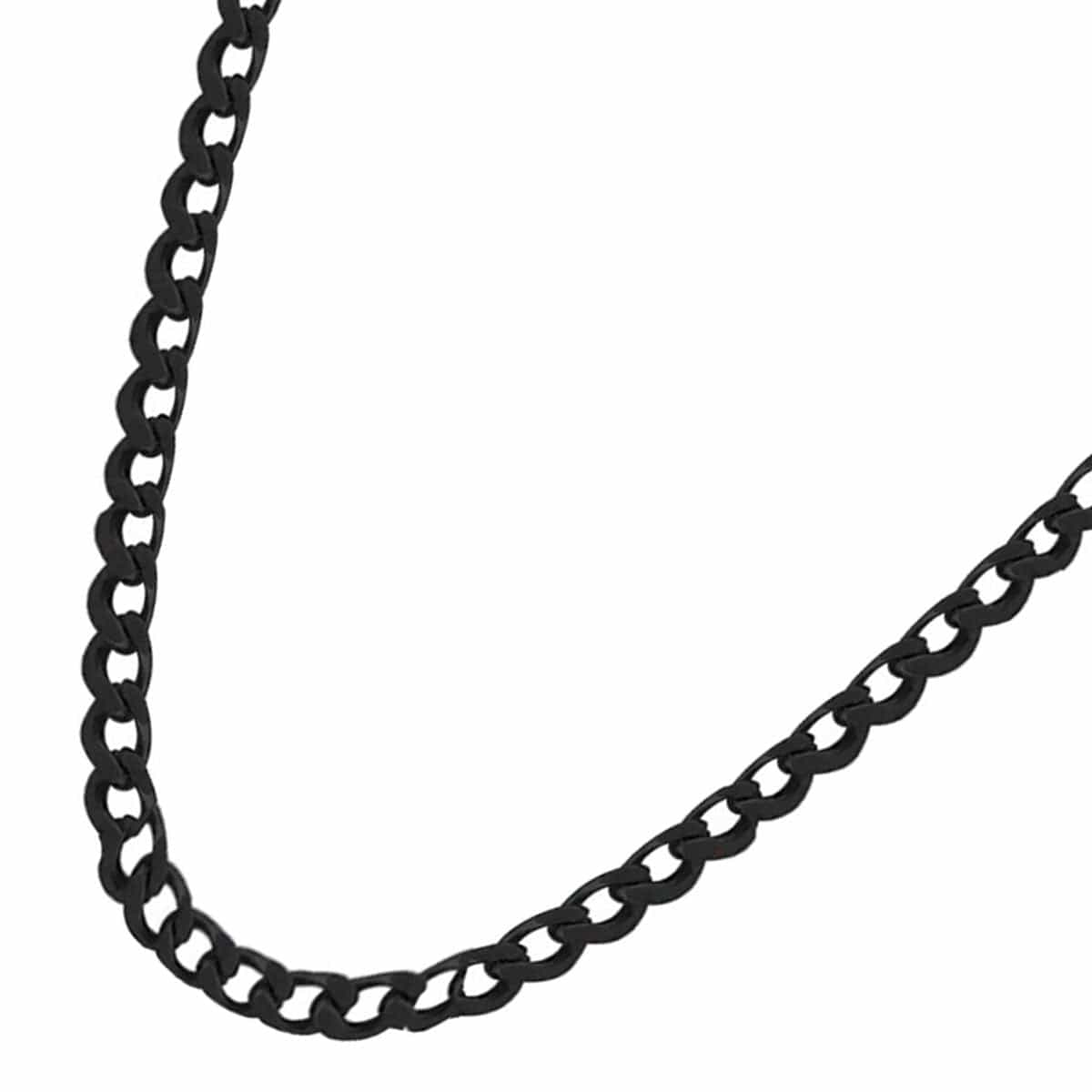 INOX JEWELRY Chains Black Stainless Steel 4mm Flat Curb Polished Chain