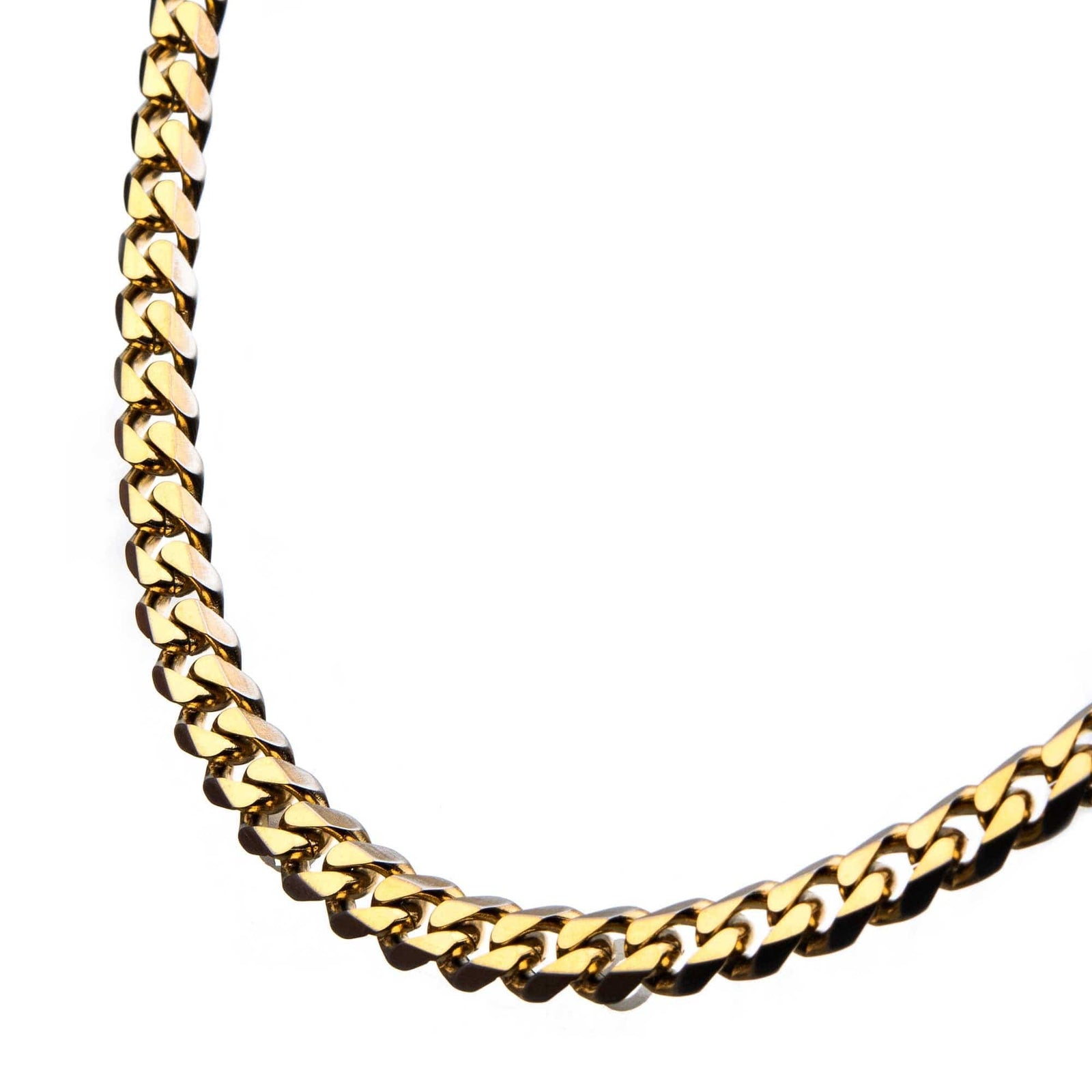 INOX JEWELRY Chains Golden Tone and Silver Tone Stainless Steel 8mm Diamond Cut Curb Chain NSTC27838G-30