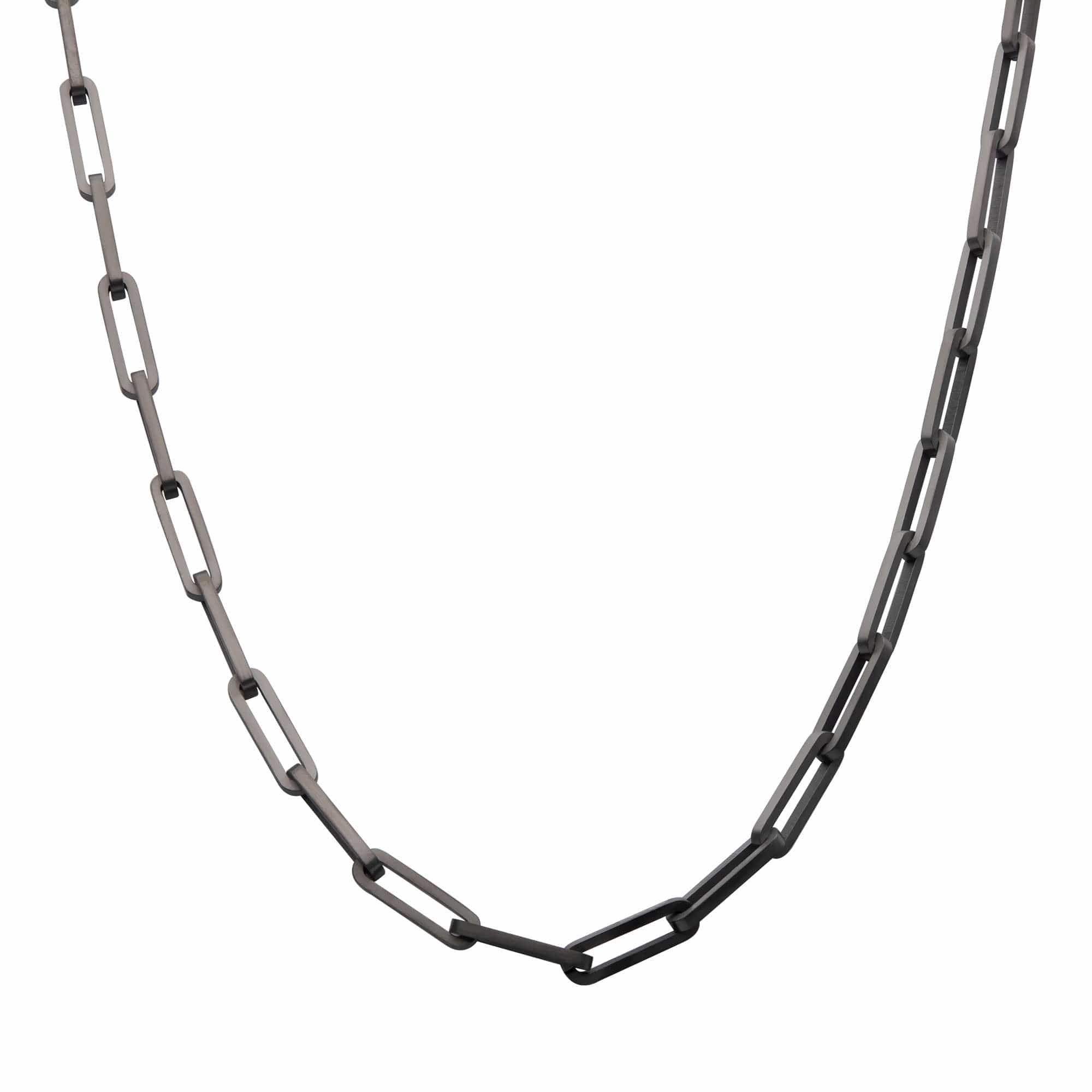 INOX JEWELRY Chains Gunmetal Silver Tone Stainless Steel 6mm Paperclip Link Chain