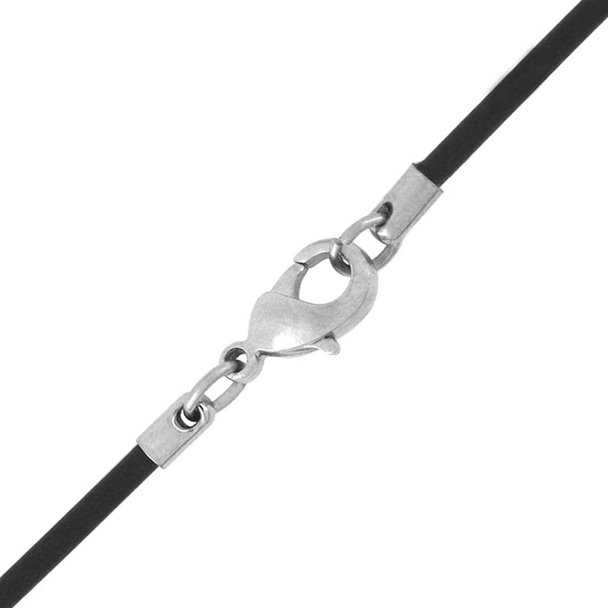 INOX JEWELRY Chains Silver Tone Stainless Steel 2mm Black Rubber Chain