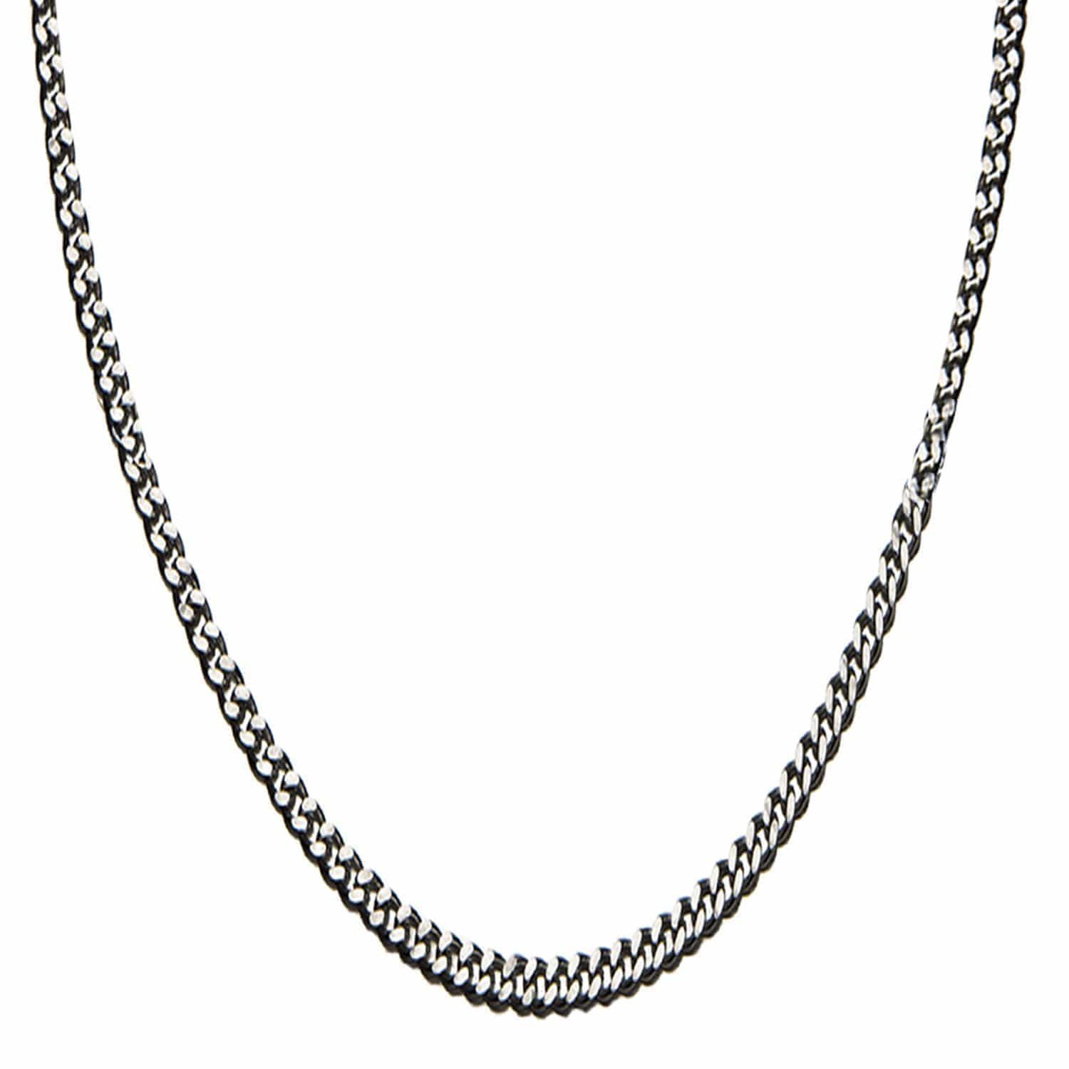 INOX JEWELRY Chains Silver Tone Stainless Steel 3.5 mm Two-Face Diamond Cut Design Chain