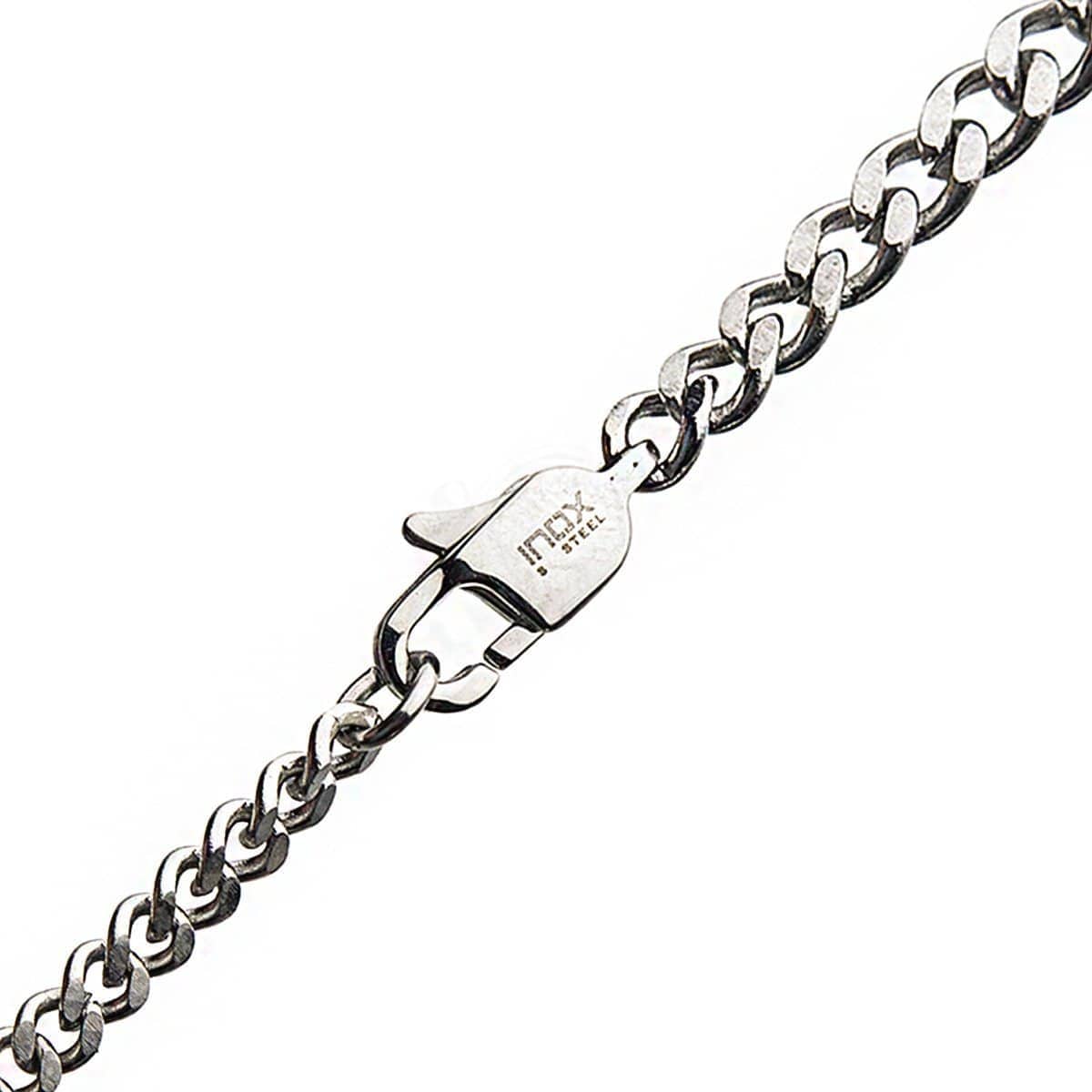 INOX JEWELRY Chains Silver Tone Stainless Steel 3.5 mm Two-Face Diamond Cut Design Chain