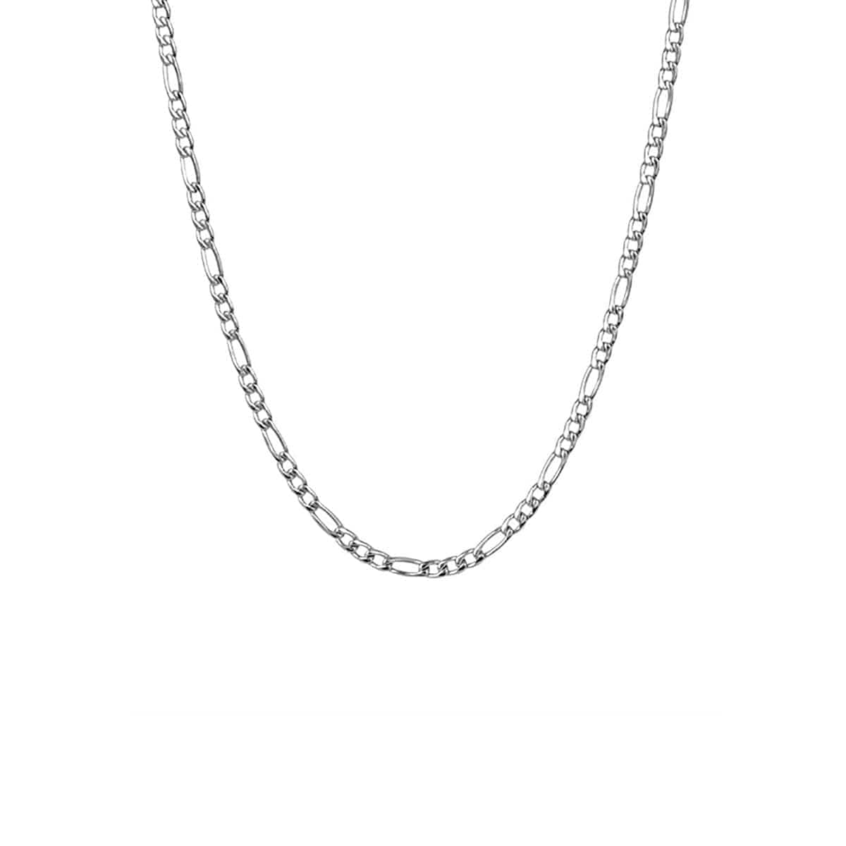 INOX JEWELRY Chains Silver Tone Stainless Steel 3mm Figaro Polished Chain