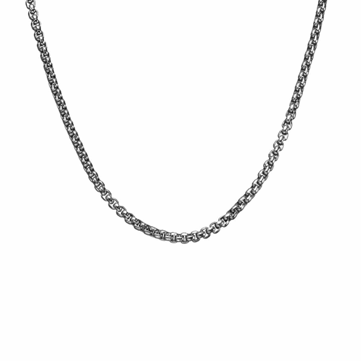 INOX JEWELRY Chains Silver Tone Stainless Steel 3mm Polished Rounded Box Chain