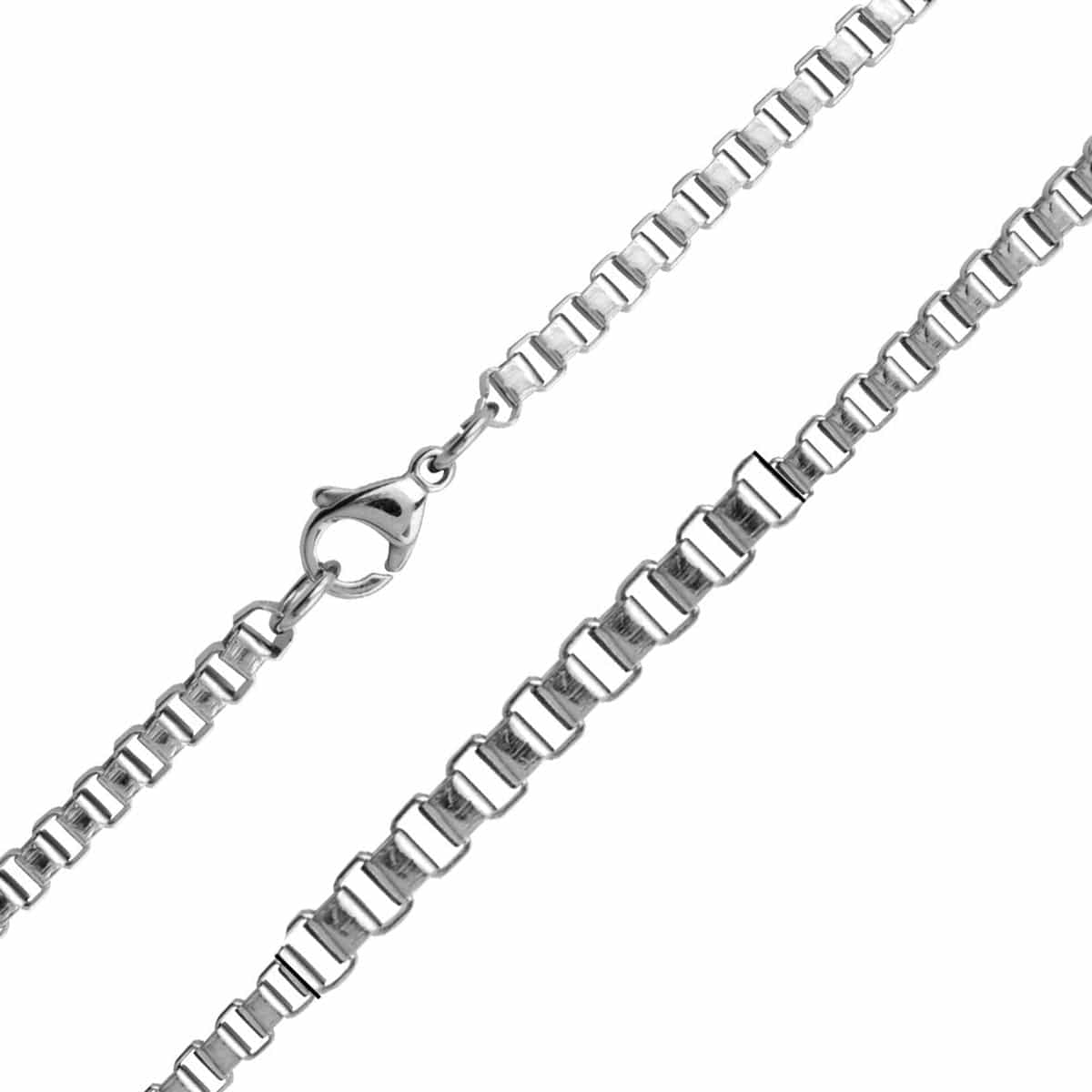 INOX JEWELRY Chains Silver Tone Stainless Steel 4 mm Venetian Box Chain