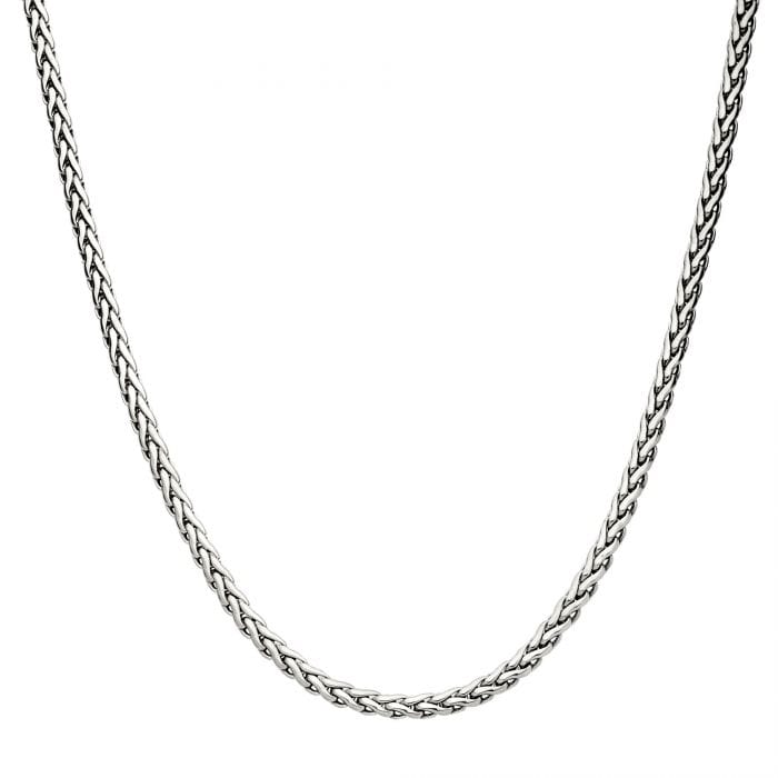 INOX JEWELRY Chains Silver Tone Stainless Steel 5mm High Polished Finish Spiga Chain Necklace