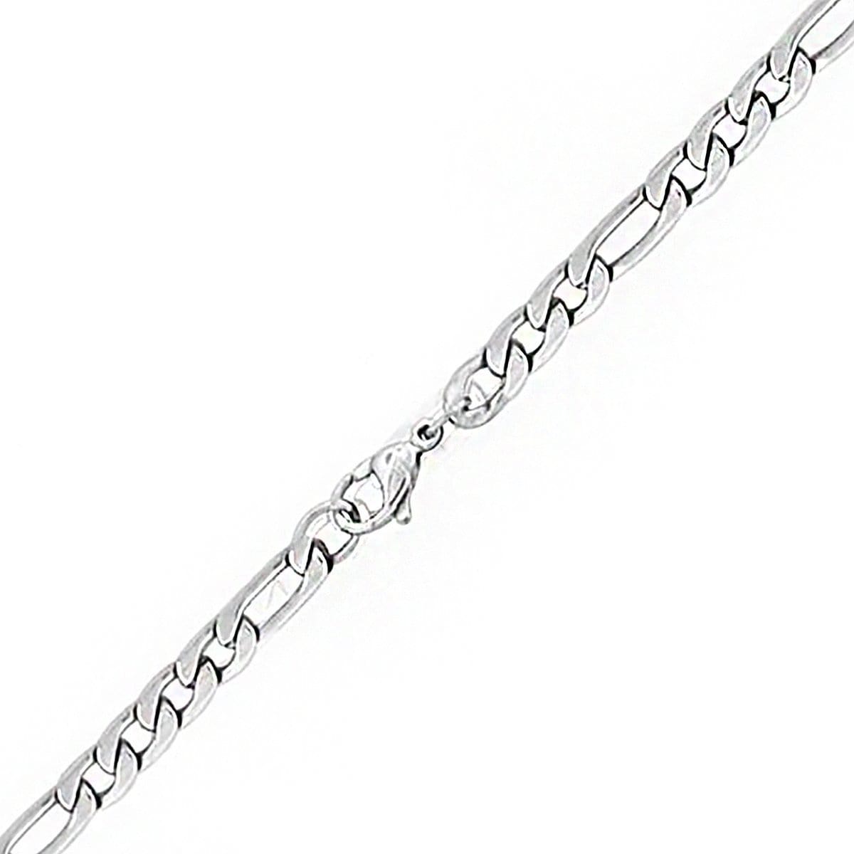 INOX JEWELRY Chains Silver Tone Stainless Steel 6mm Figaro Polished Chain