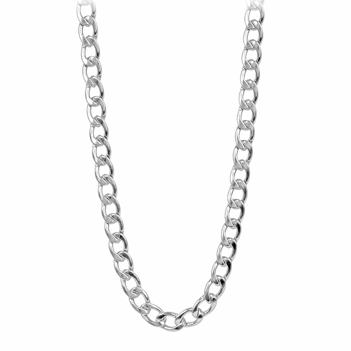 INOX JEWELRY Chains Silver Tone Stainless Steel Large 10mm Round Curb Chain