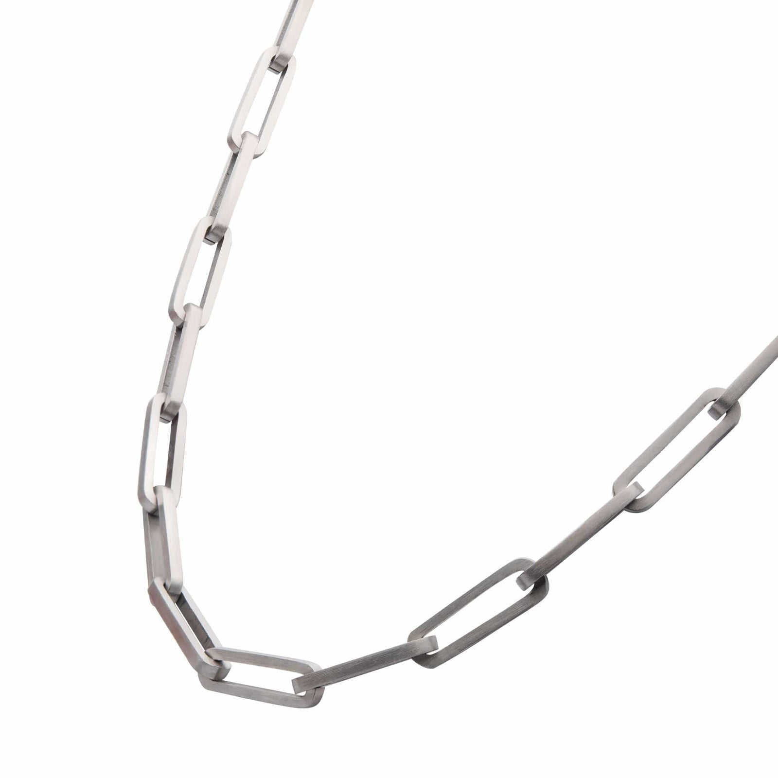 INOX JEWELRY Chains Silver Tone Stainless Steel Matte Finish 6mm Paperclip Link Chain