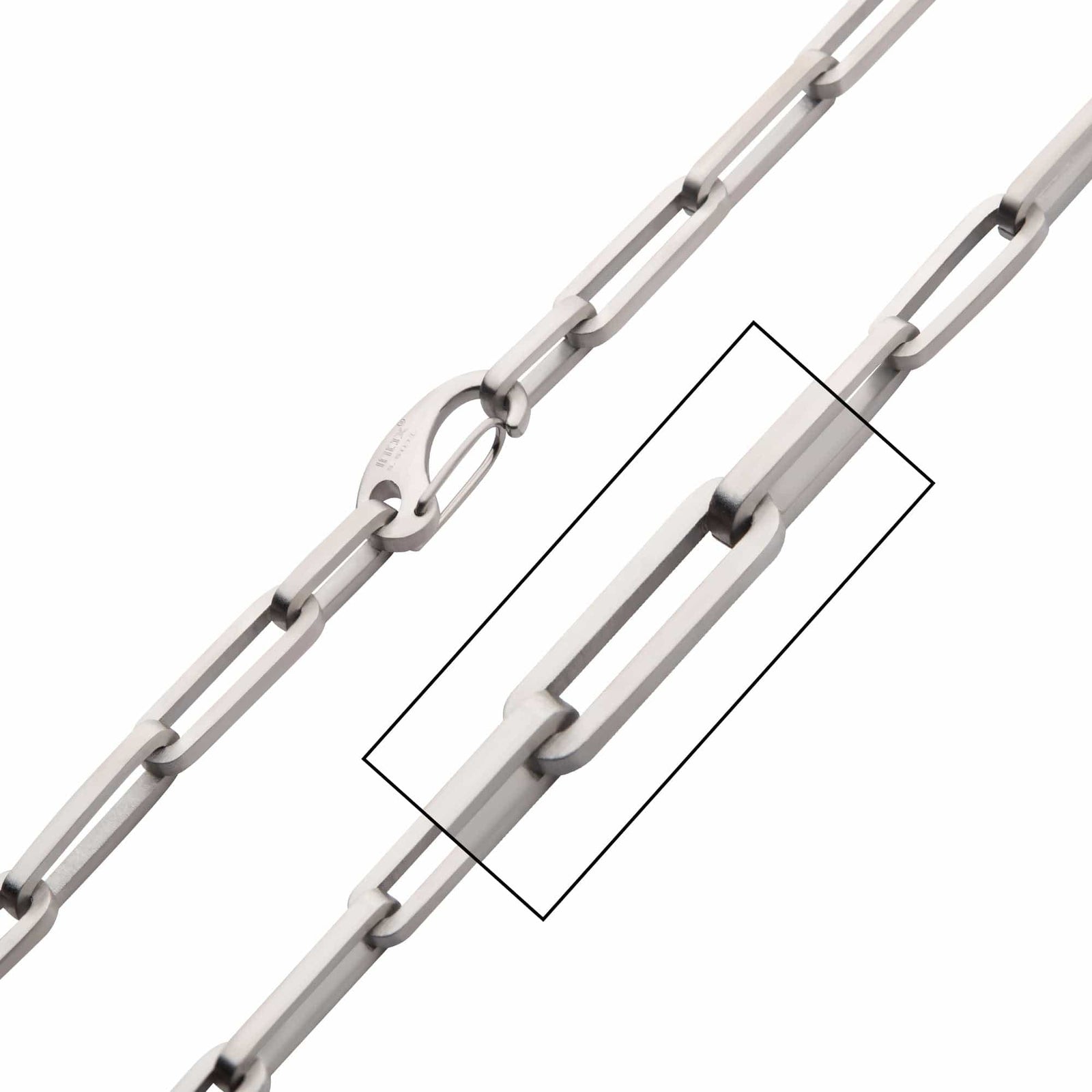 INOX JEWELRY Chains Silver Tone Stainless Steel Matte Finish 6mm Paperclip Link Chain