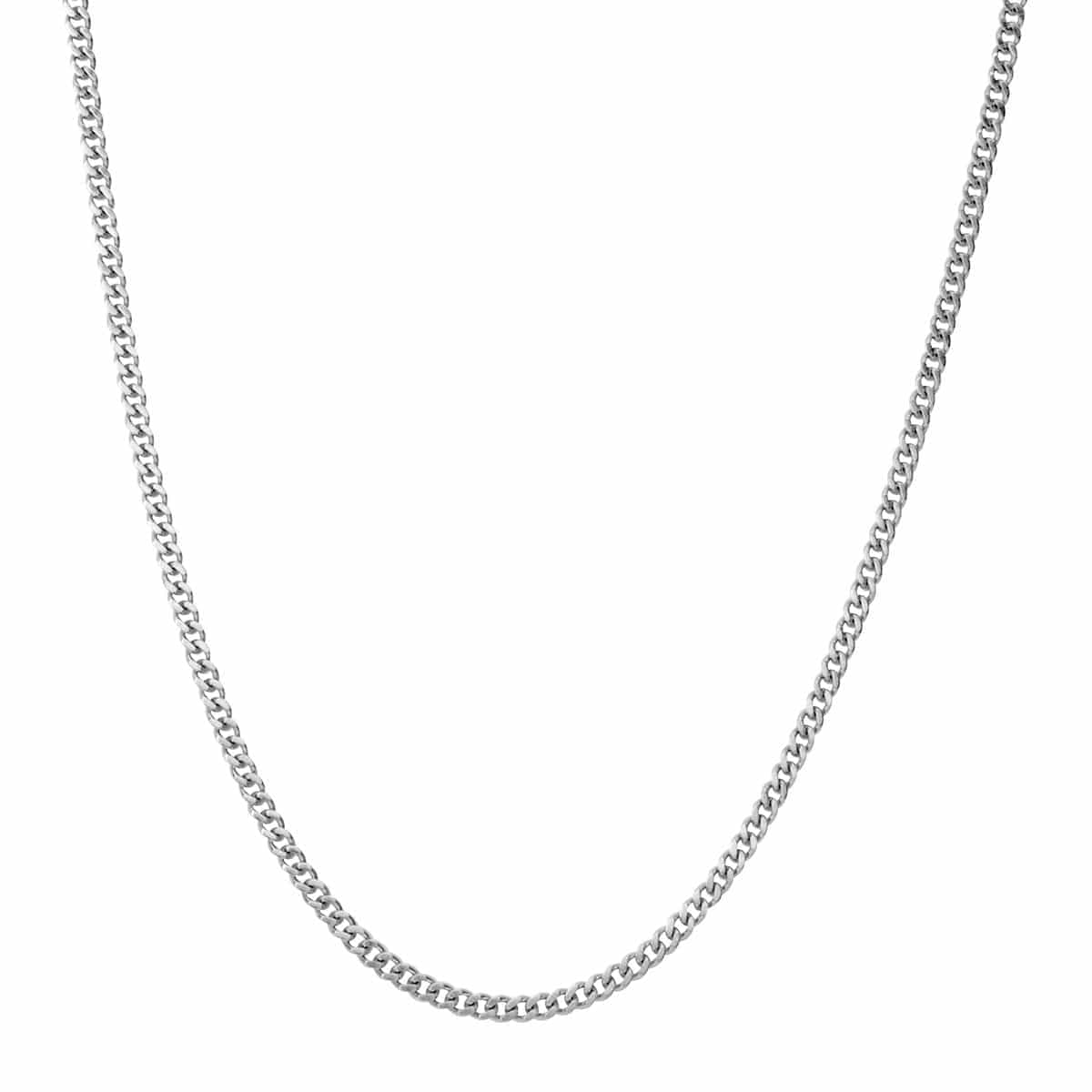 INOX JEWELRY Chains Silver Tone Stainless Steel Polished 2mm Flat Curb Chain