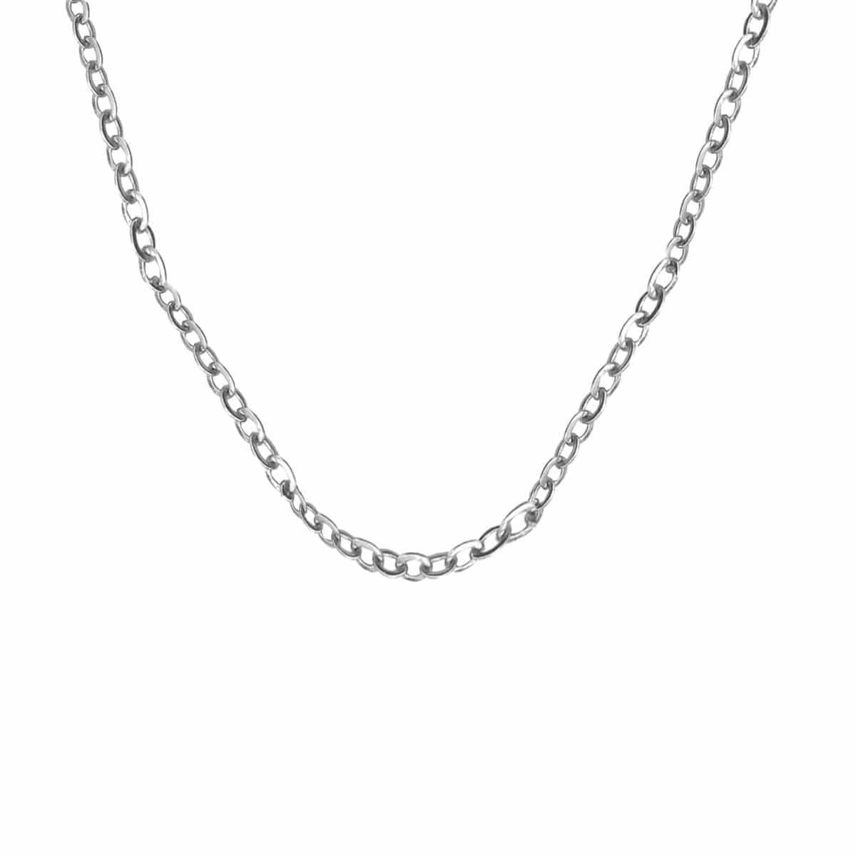 INOX JEWELRY Chains Silver Tone Stainless Steel Polished 2mm Round Cable Chain NSTC051-16