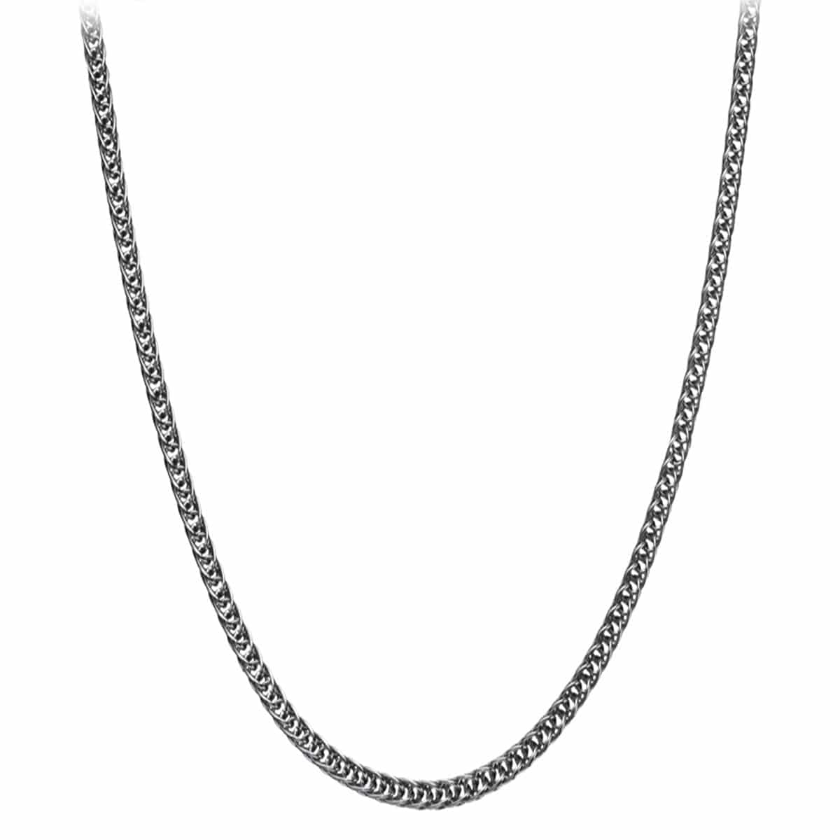 INOX JEWELRY Chains Silver Tone Stainless Steel Polished 4 mm Round Wheat Chain