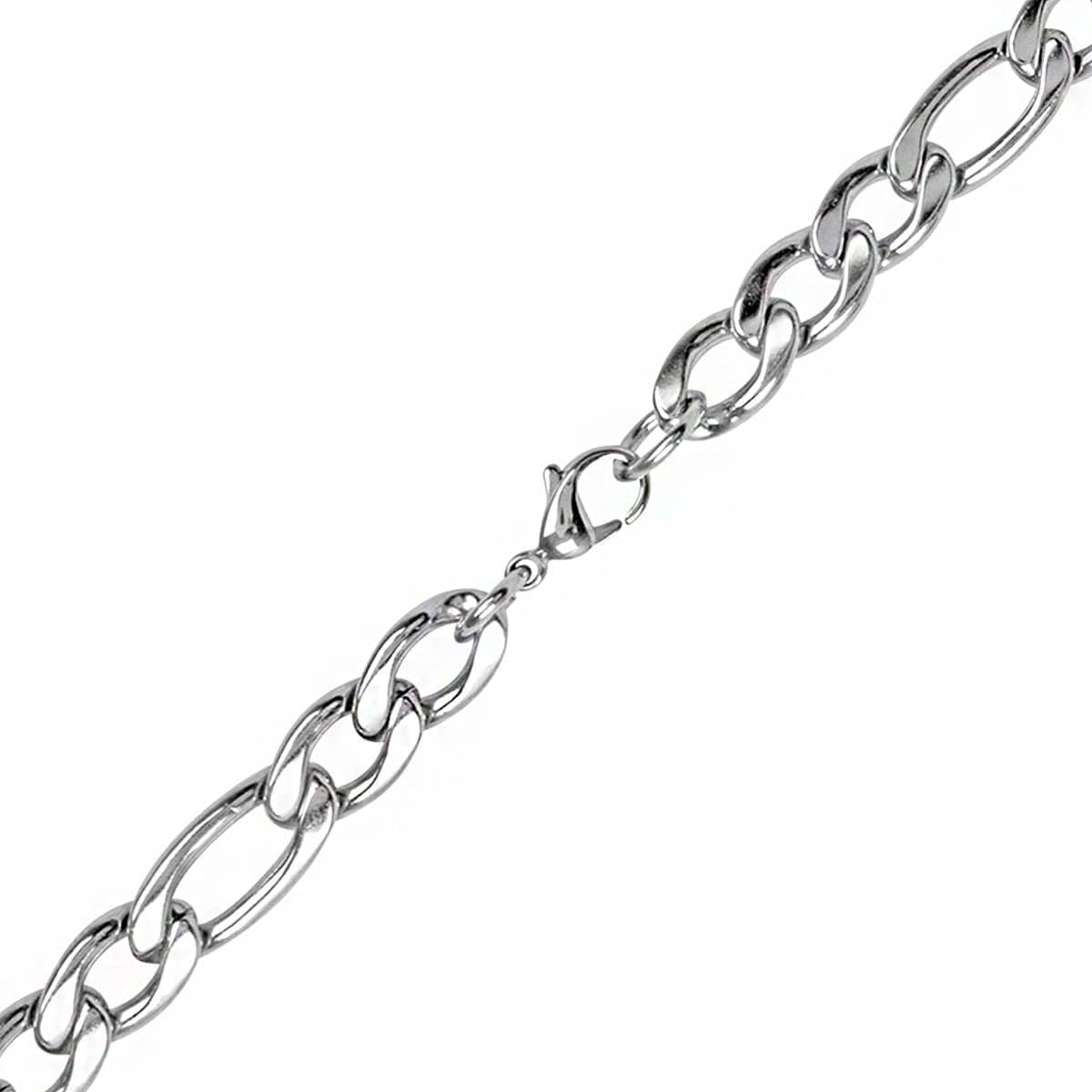 INOX JEWELRY Chains Silver Tone Stainless Steel Polished 9mm Classic Figaro Chain