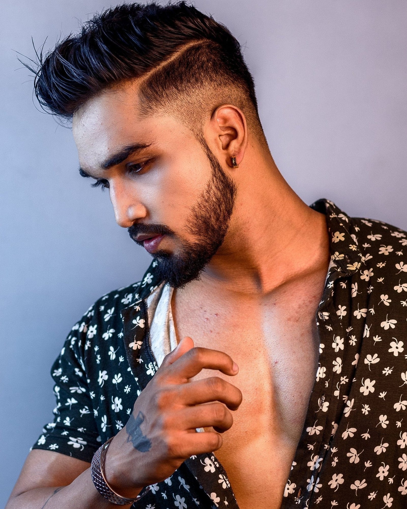 INOX JEWELRY Earrings Golden Tone Stainless Steel 4mm Industrial Cut Bali SSE323175GLD