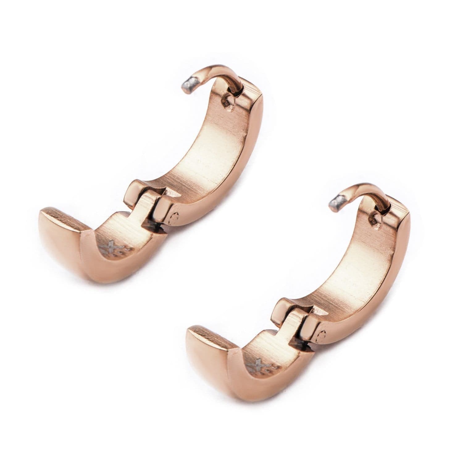 INOX JEWELRY Earrings Rose Tone Stainless Steel 9mm Solid Bali SSE11617RG
