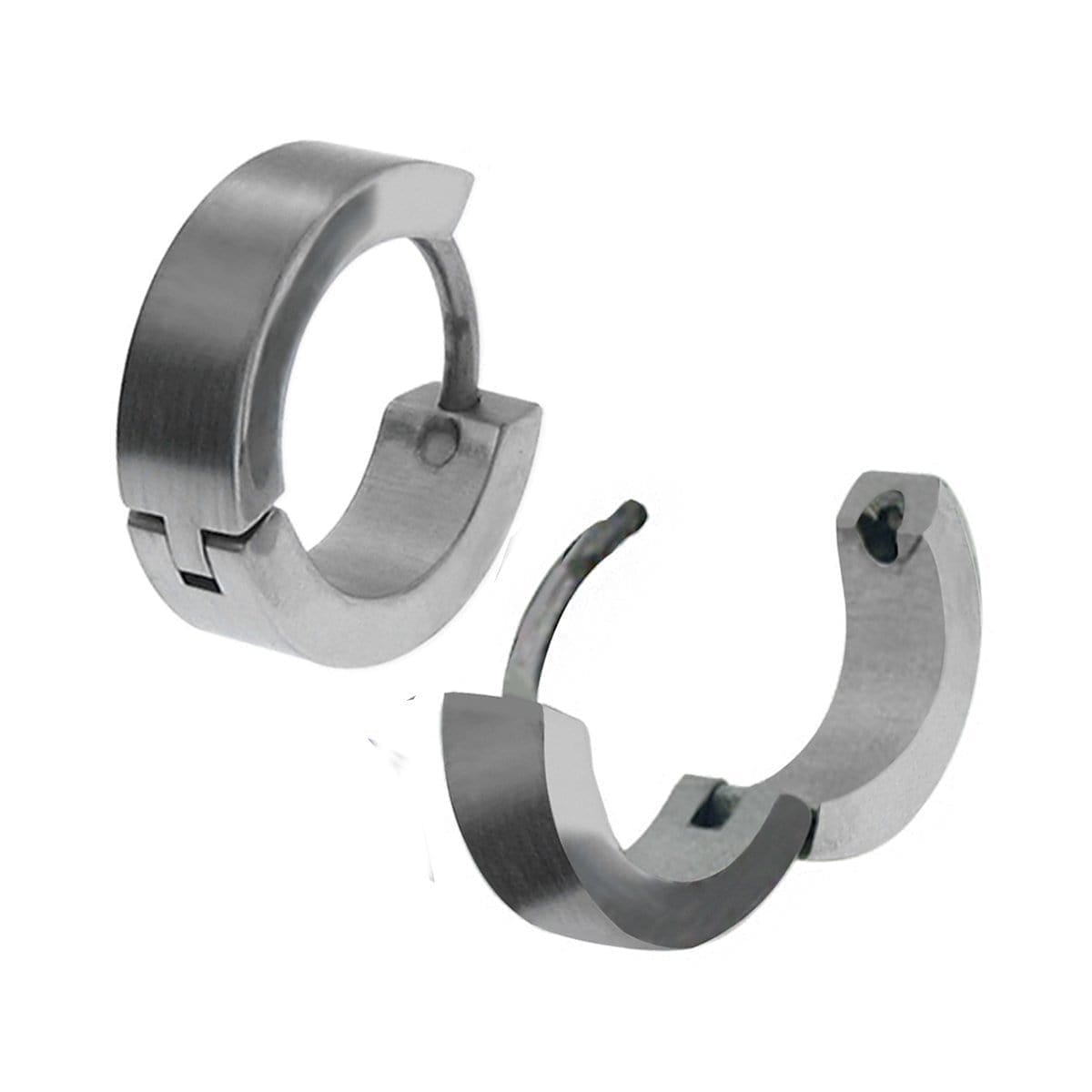 INOX JEWELRY Earrings Silver Tone Stainless Steel Classic 3.8mm Huggies SSE119