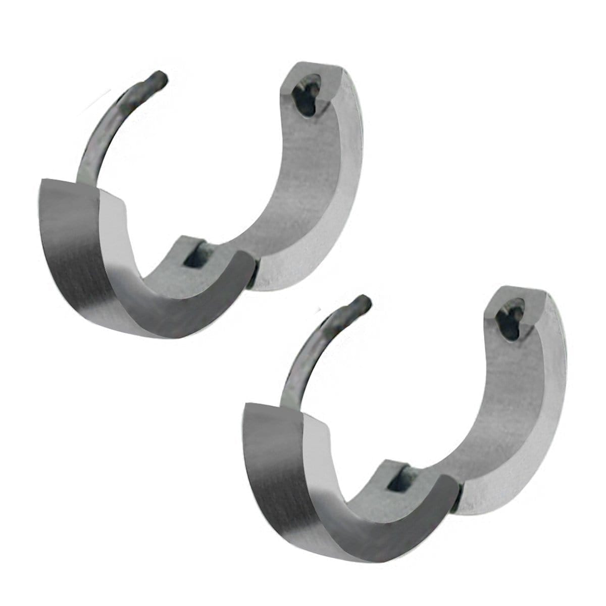 INOX JEWELRY Earrings Silver Tone Stainless Steel Classic 3.8mm Huggies SSE119