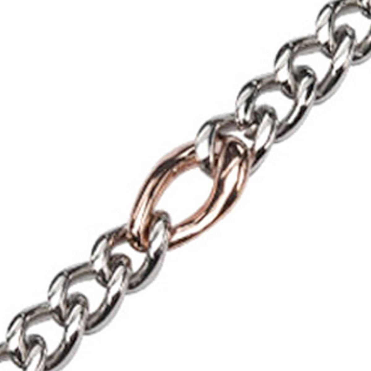 INOX JEWELRY Ladies Bracelets Rose Gold & Silver Stainless Steel Dual Tone Polished Curb Chain Bracelet BR184