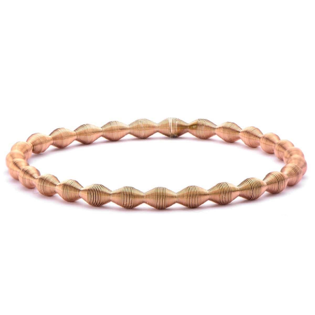 INOX JEWELRY Ladies Bracelets Rose Gold Stainless Steel Polished Spring Stretch Bracelet BR633RG