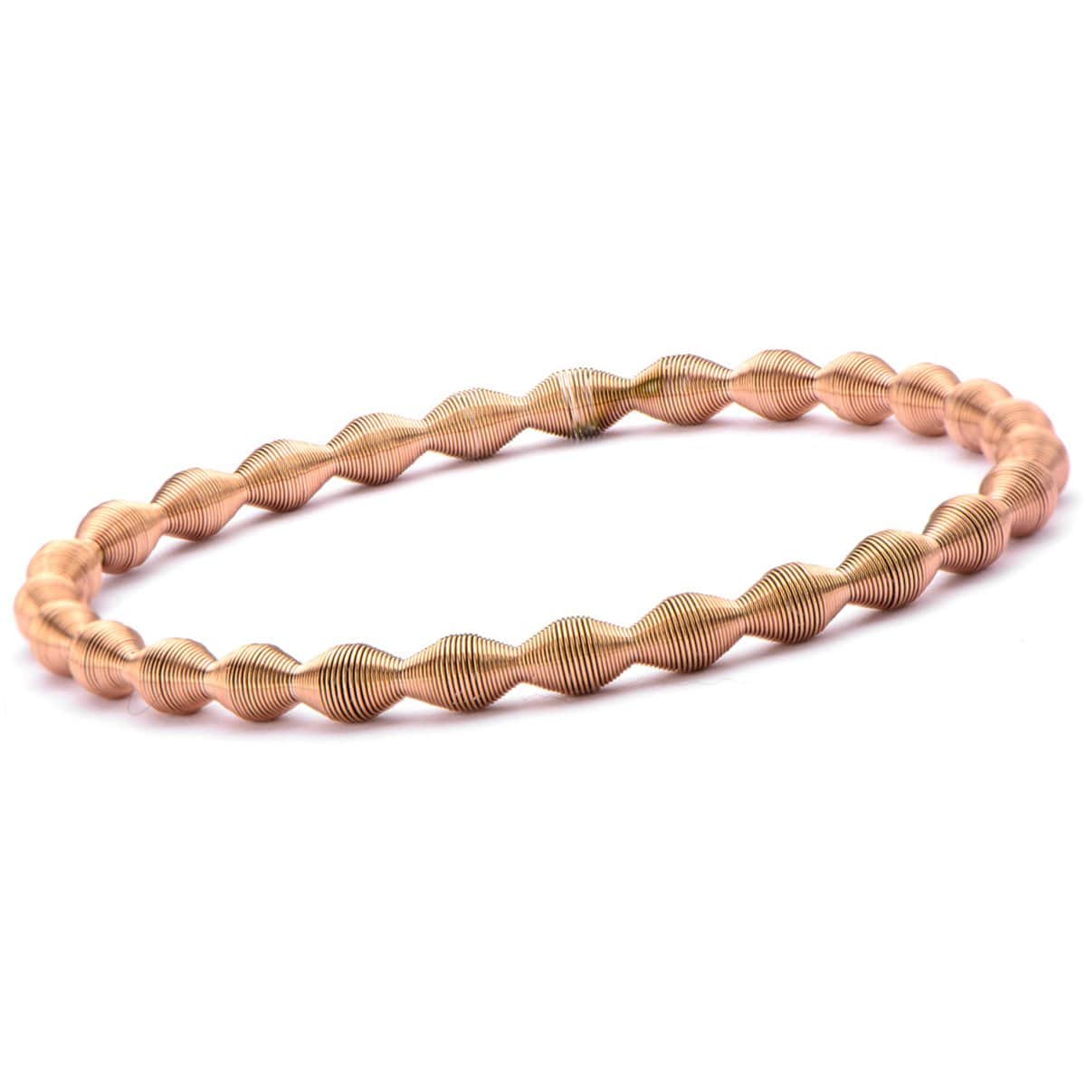 INOX JEWELRY Ladies Bracelets Rose Gold Stainless Steel Polished Spring Stretch Bracelet BR633RG