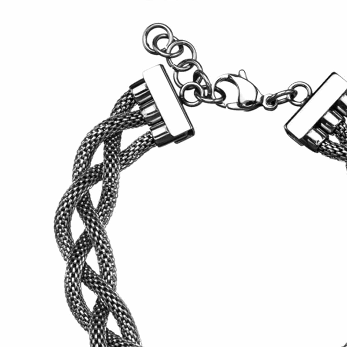 INOX JEWELRY Ladies Bracelets Silver Stainless Steel Loose Braided Mesh Bracelet BR9491