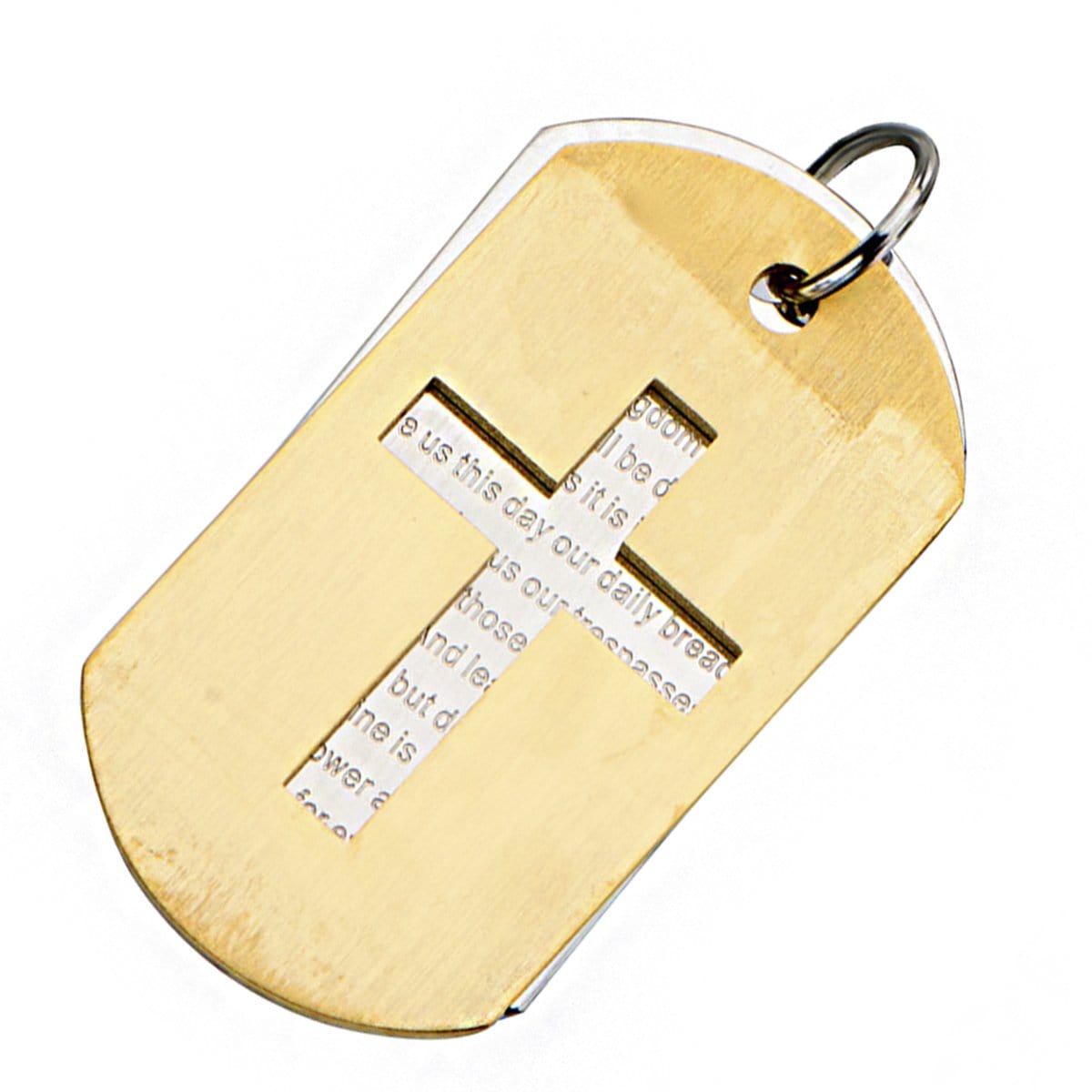 INOX JEWELRY Pendants Golden Tone and Silver Tone Stainless Steel Religious Cross with Prayer Double Plate ID Tag SSP6972