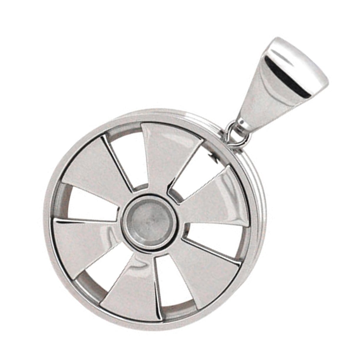 INOX JEWELRY Pendants Silver Tone Stainless Steel Wheel Design Pendant SSP844