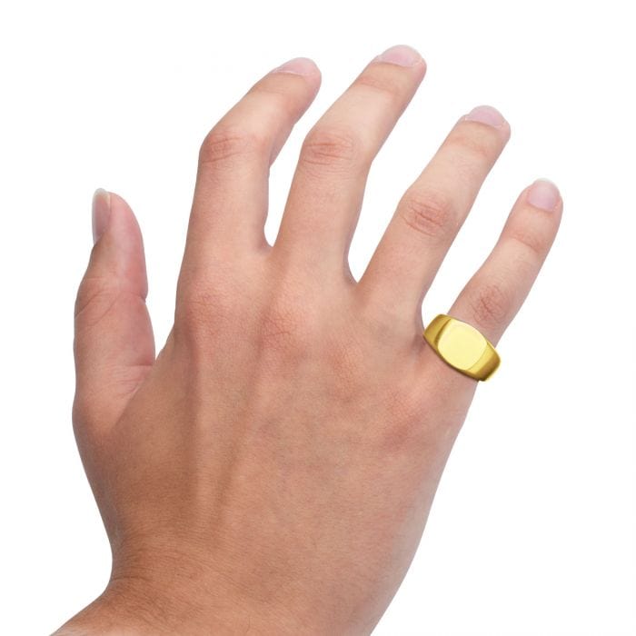 INOX JEWELRY Rings 18K Golden Tone Ion Plated Stainless Steel Signet Pinky Finger Ring