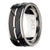 INOX JEWELRY Rings Black and Silver Tone Stainless Steel Matte Finish Raised Wave Accent Inlaid Band Ring