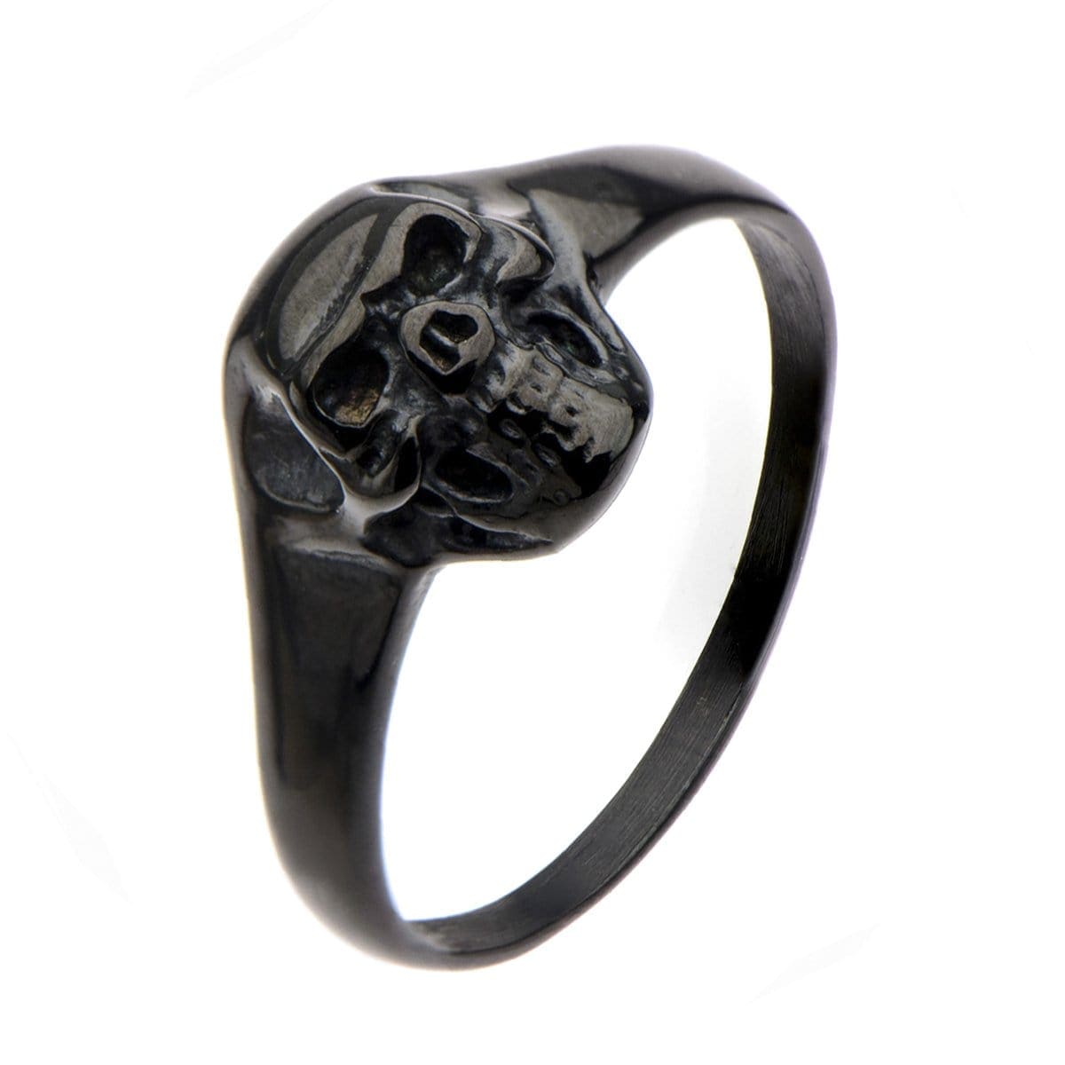 INOX JEWELRY Rings Black Stainless Steel Evil Laughing Skull Ring