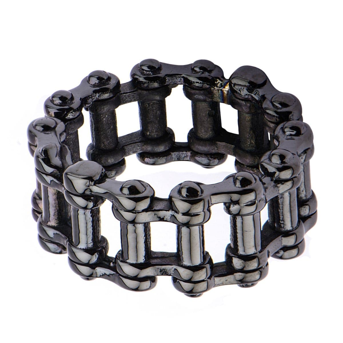 INOX JEWELRY Rings Black Stainless Steel Motorcycle Chain Ring
