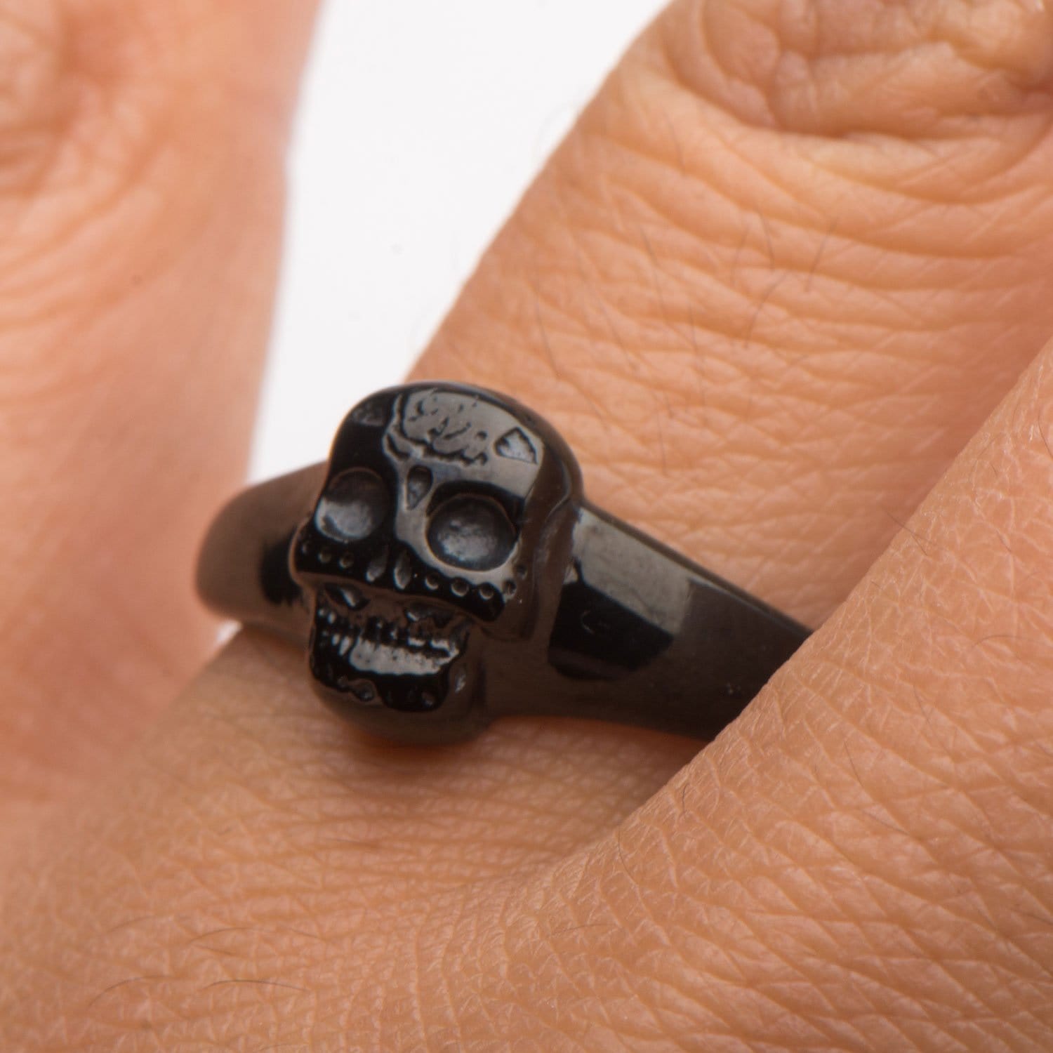 INOX JEWELRY Rings Black Stainless Steel Sugar Skull Ring