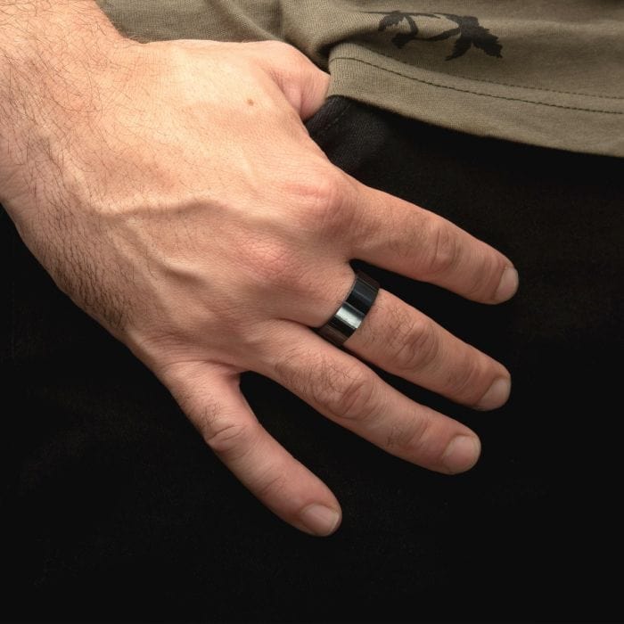 INOX JEWELRY Rings Blue Stainless Steel Ridged Compact Ring