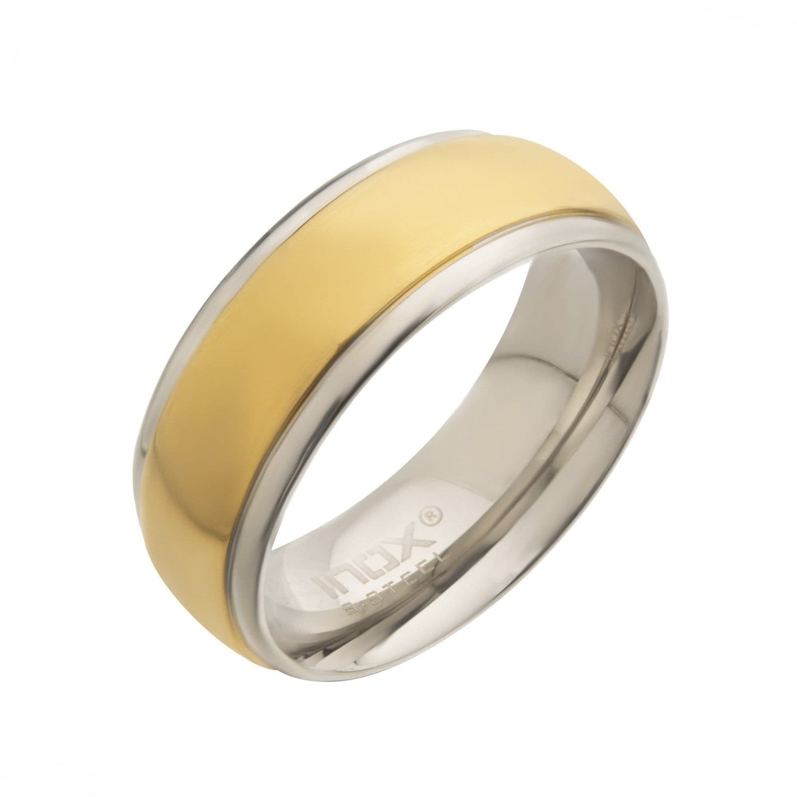 INOX JEWELRY Rings Dual-Tone Stainless Steel 8mm Polished Wedding Band Ring